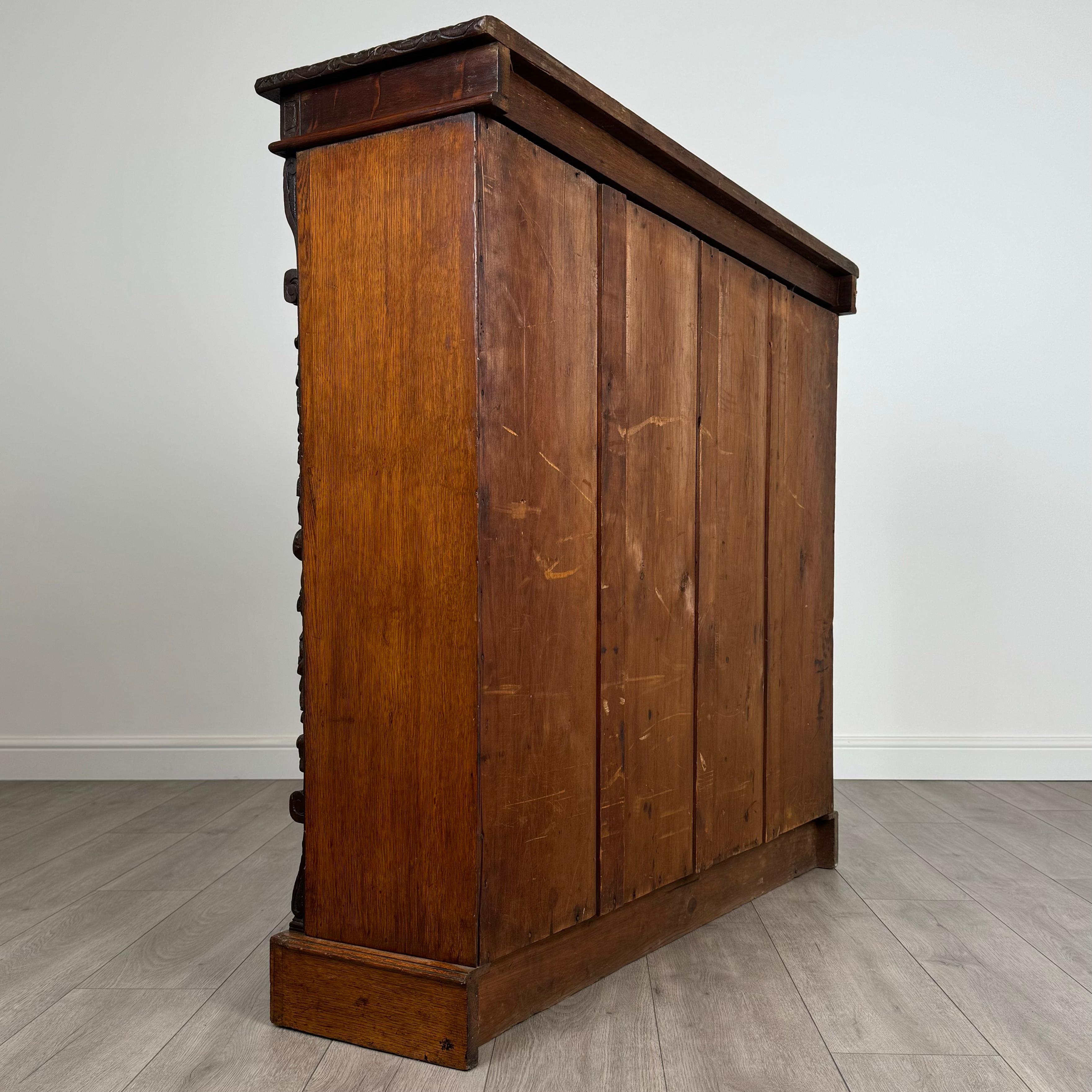 Antique 19th Century Fine Quality Carved Open Bookcase In Oak ( REF AF-3652 ) For Sale 1