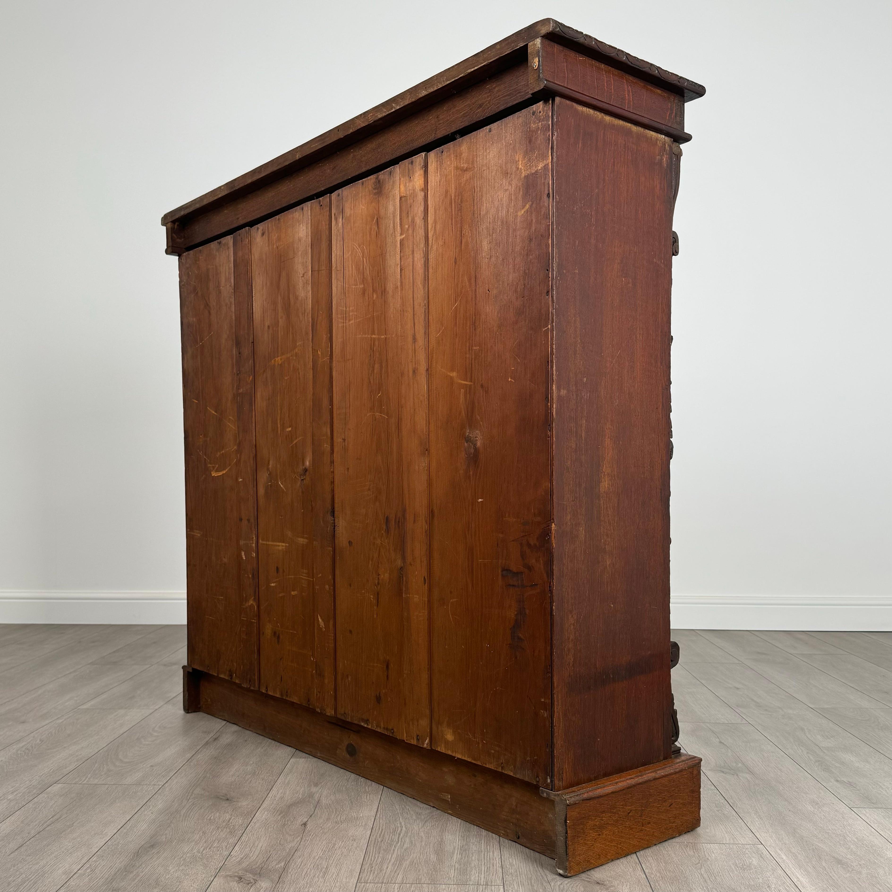 Antique 19th Century Fine Quality Carved Open Bookcase In Oak ( REF AF-3652 ) For Sale 3