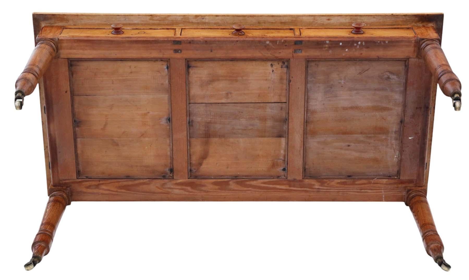 Antique 19th Century Fine Quality Pitch Pine Farmhouse Kitchen Dining Table 8