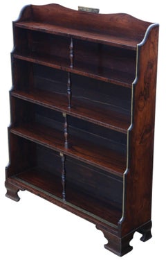 Antique 19th Century Fine Quality Rosewood Waterfall Bookcase Wall Shelves