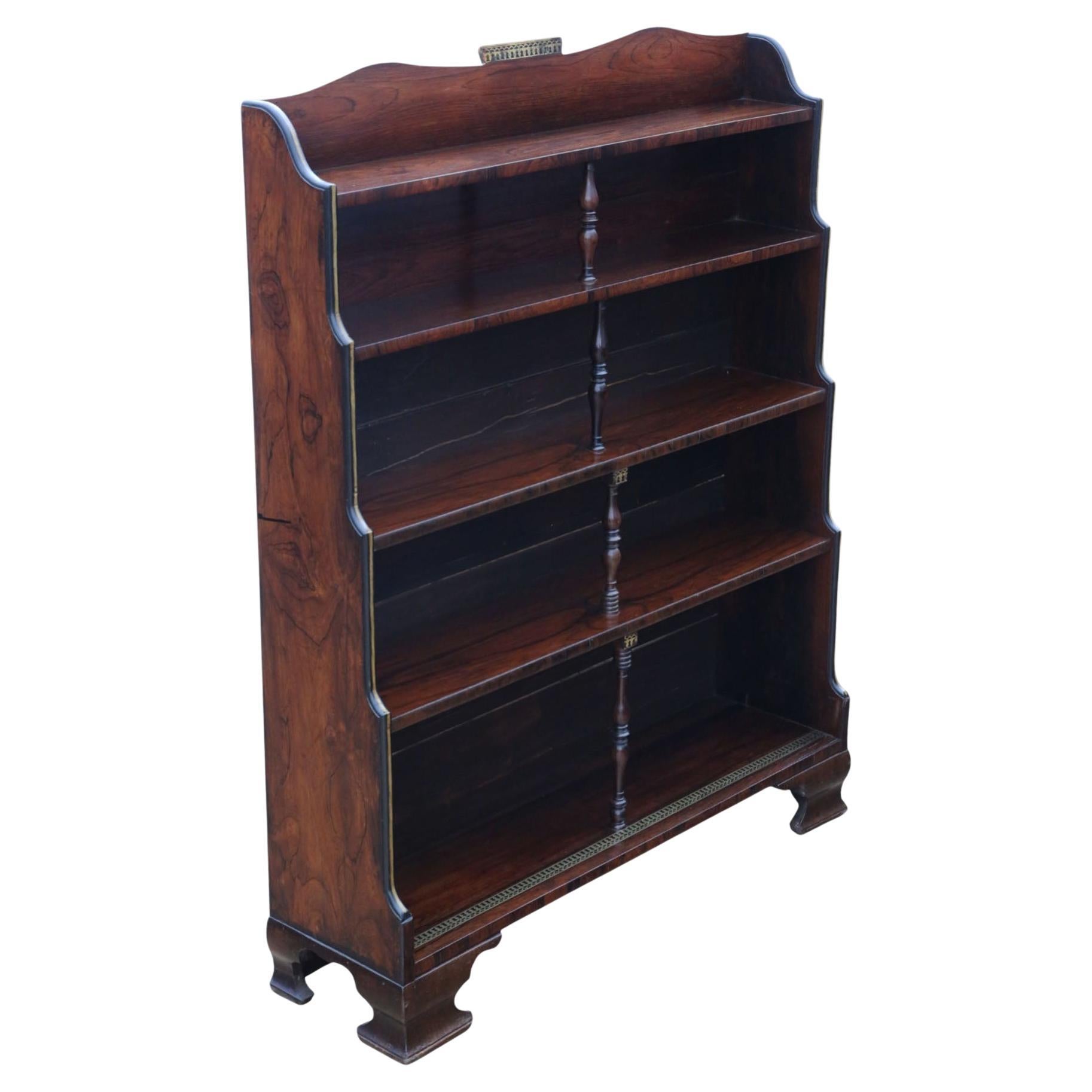 Antique 19th Century Fine Quality Rosewood Waterfall Bookcase Wall Shelves
