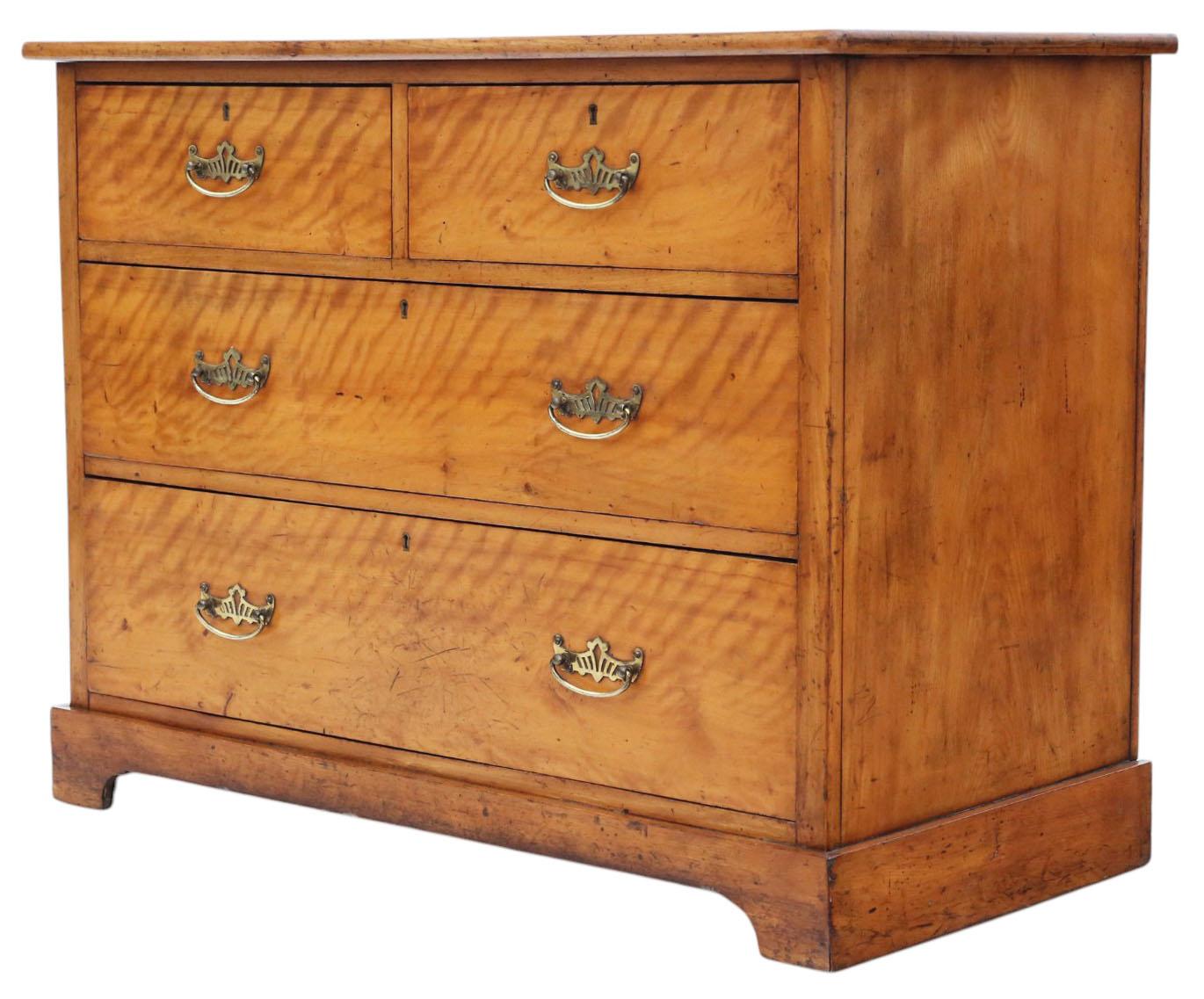 Legno di seta Antico comò in noce satinato del XIX secolo di alta qualità - Legno satinato in vendita