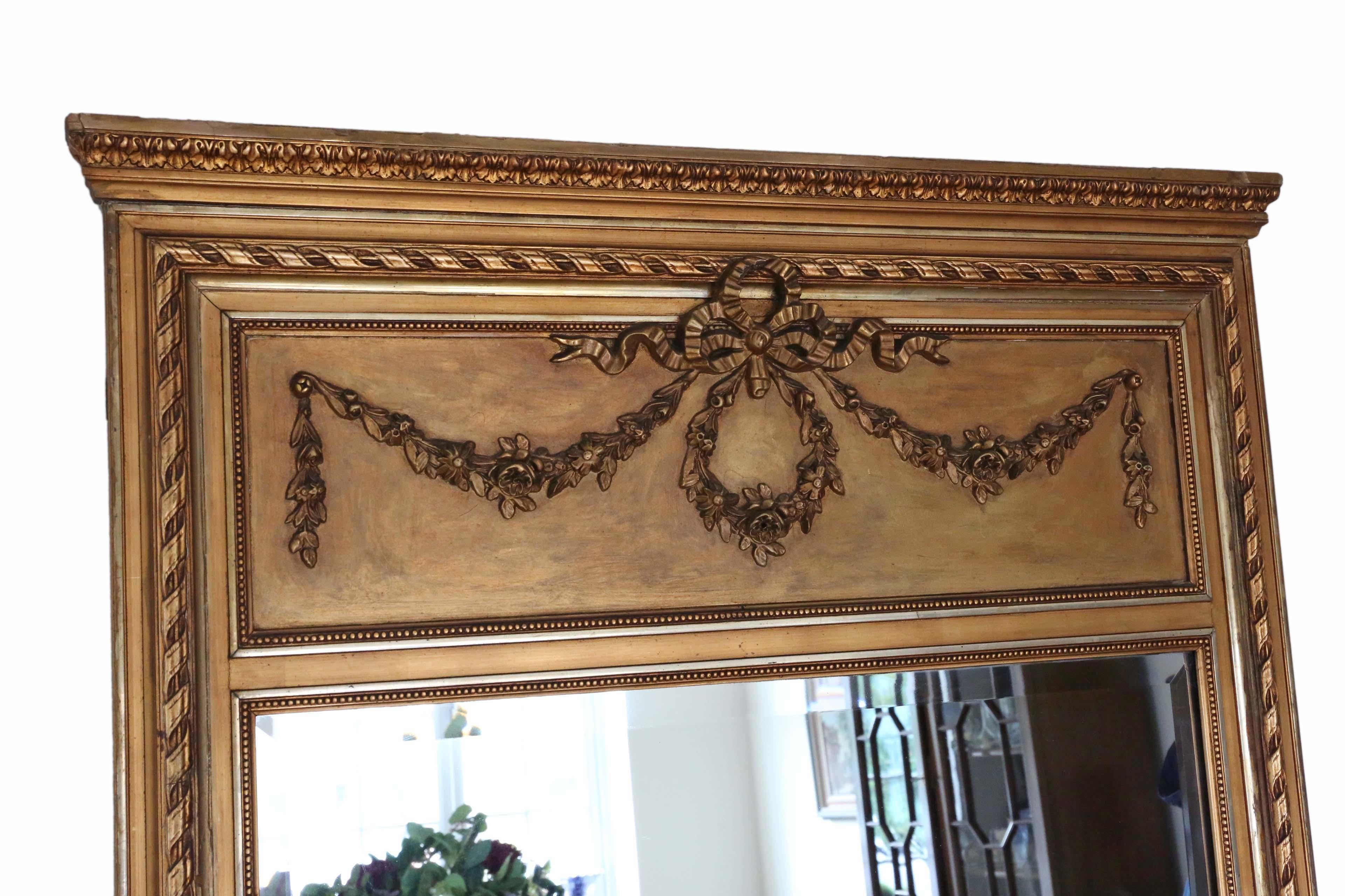Antique very large fine quality 19th century gilt full height wall mirror. A large statement piece.

A charming mirror, that is full of age and character. The frame has it's original finish and gilding, with wear and patina. Also, minor losses