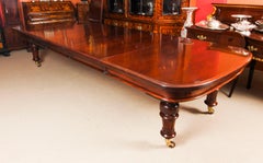 Antique 19th Century Flame Mahogany Extending Dining Table & 14 Chairs