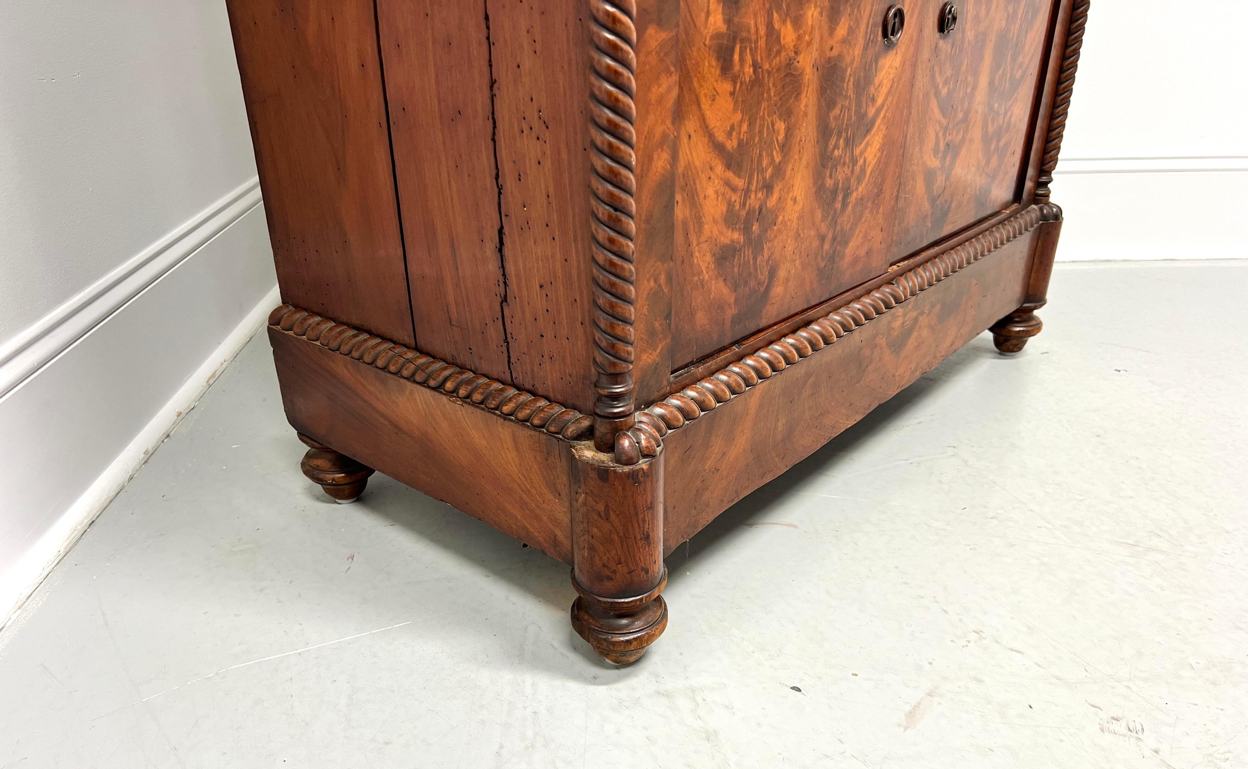 Antique 19th Century Flame Mahogany Rope Twist Abatante Secretary Desk For Sale 2