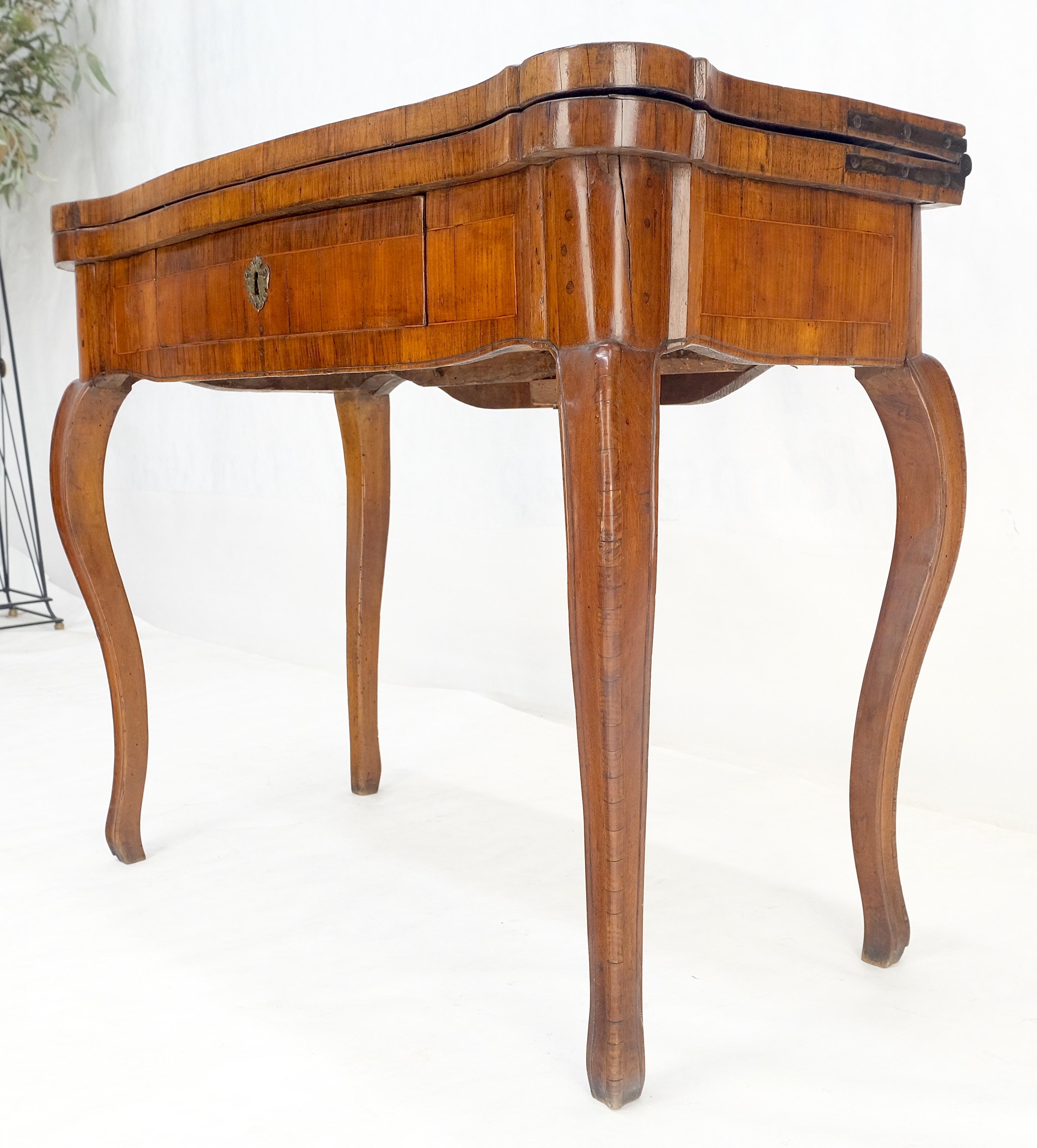 Antique 19th Century Flip Top Thick Burl Wood Veneer Console Game Dinette Table For Sale 7