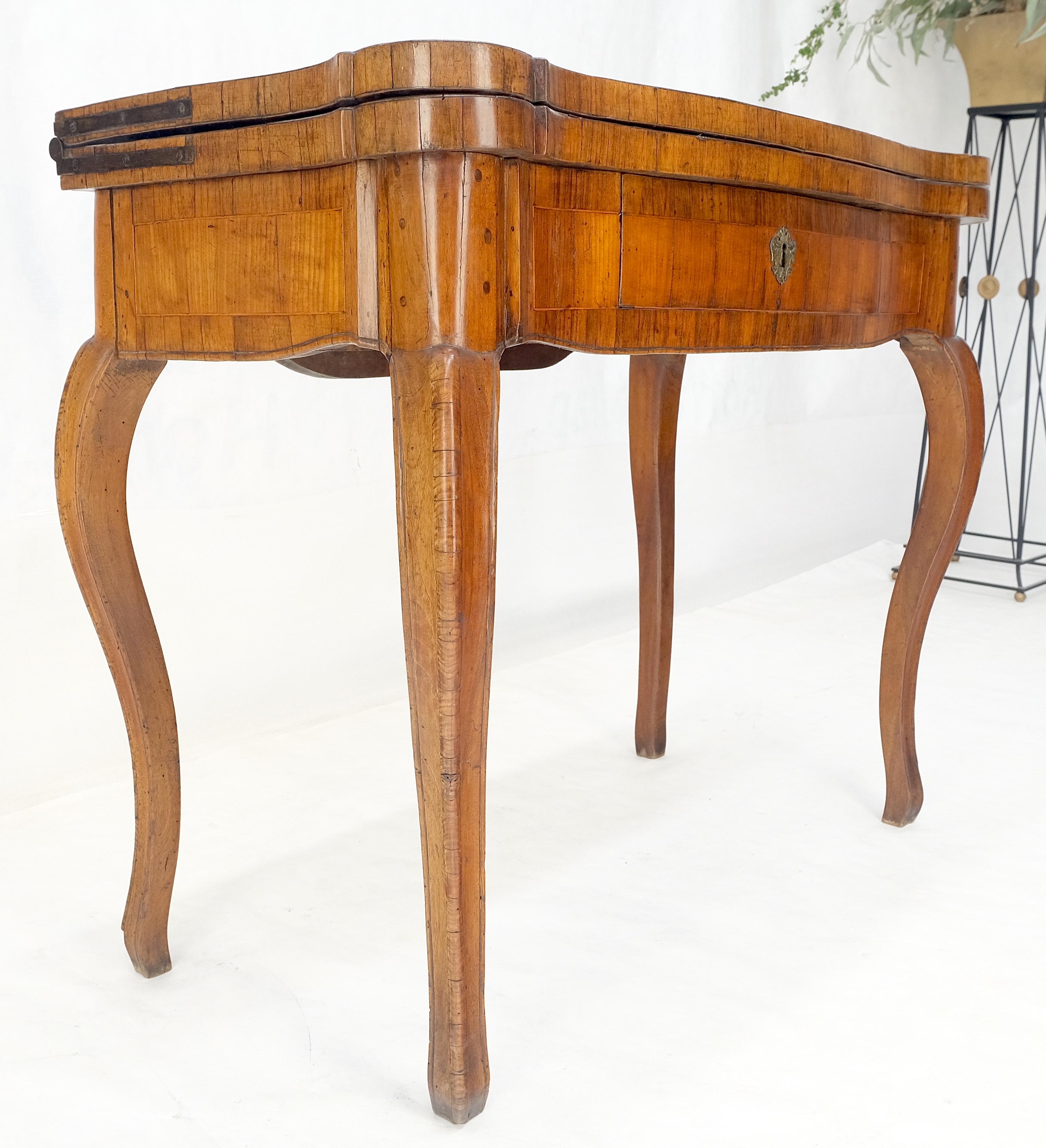 Antique 19th Century Flip Top Thick Burl Wood Veneer Console Game Dinette Table For Sale 8