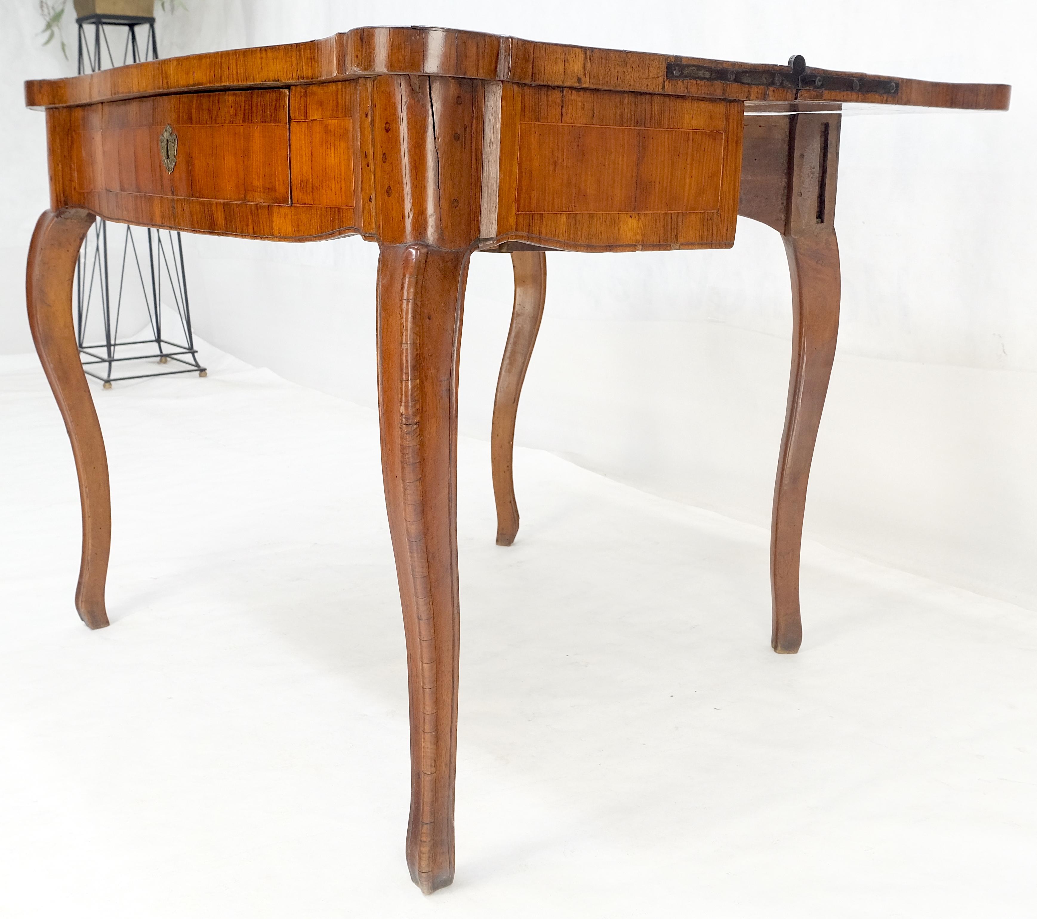 Antique 19th Century Flip Top Thick Burl Wood Veneer Console Game Dinette Table For Sale 12