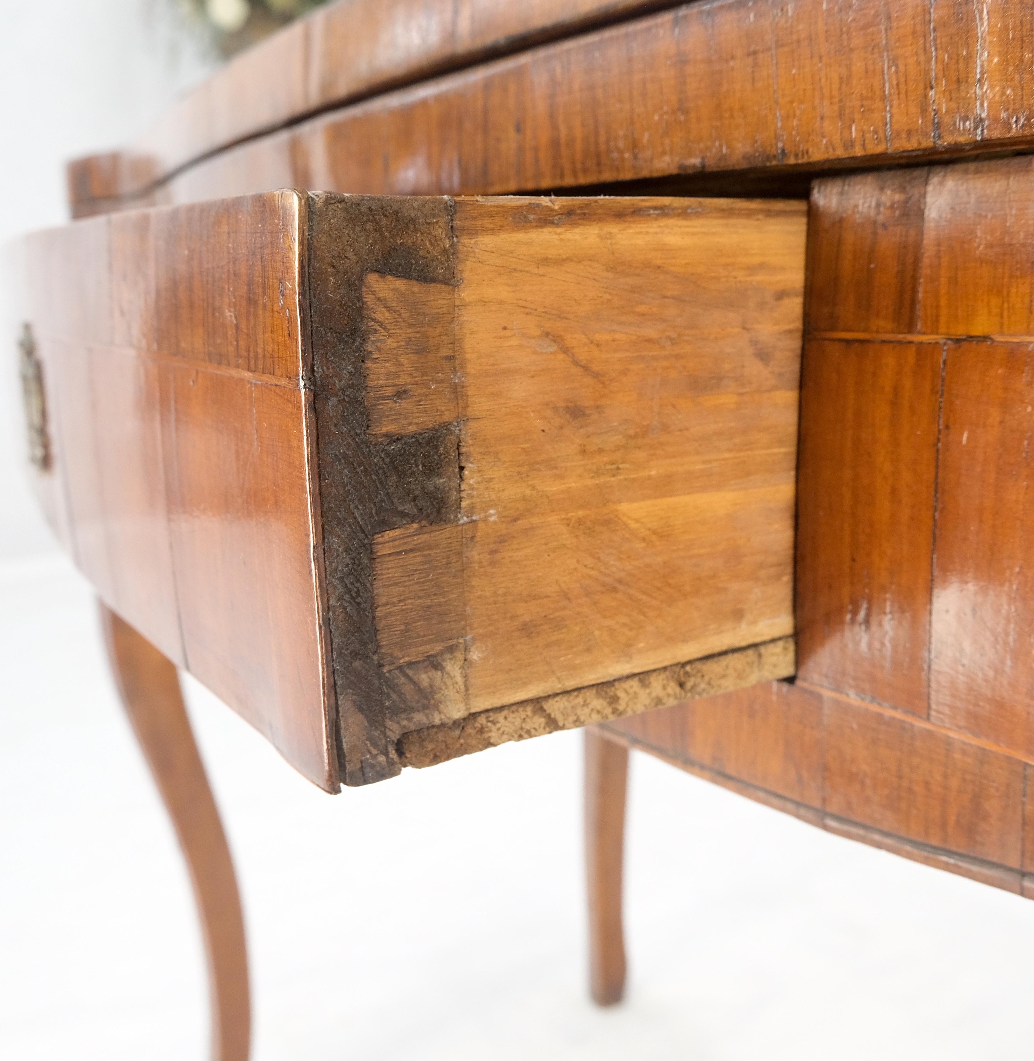 Antique 19th Century Flip Top Thick Burl Wood Veneer Console Game Dinette Table 