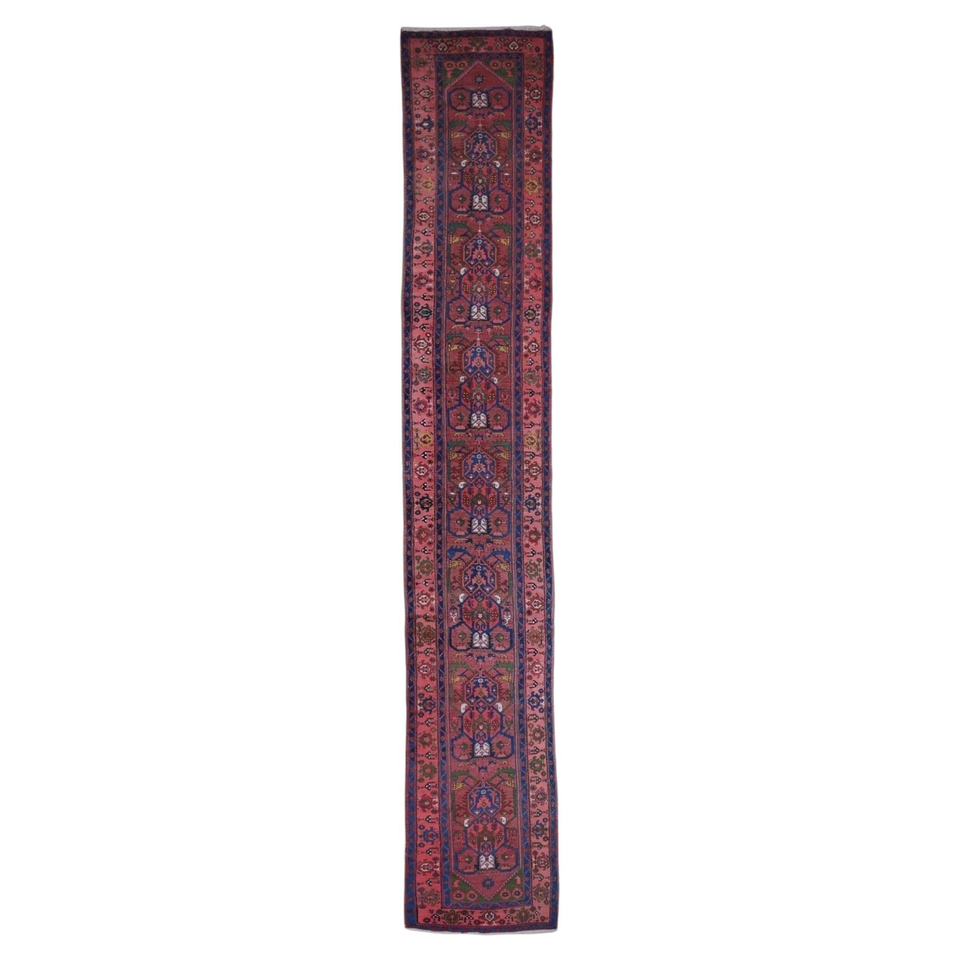 Antico runner con design floreale del XIX secolo