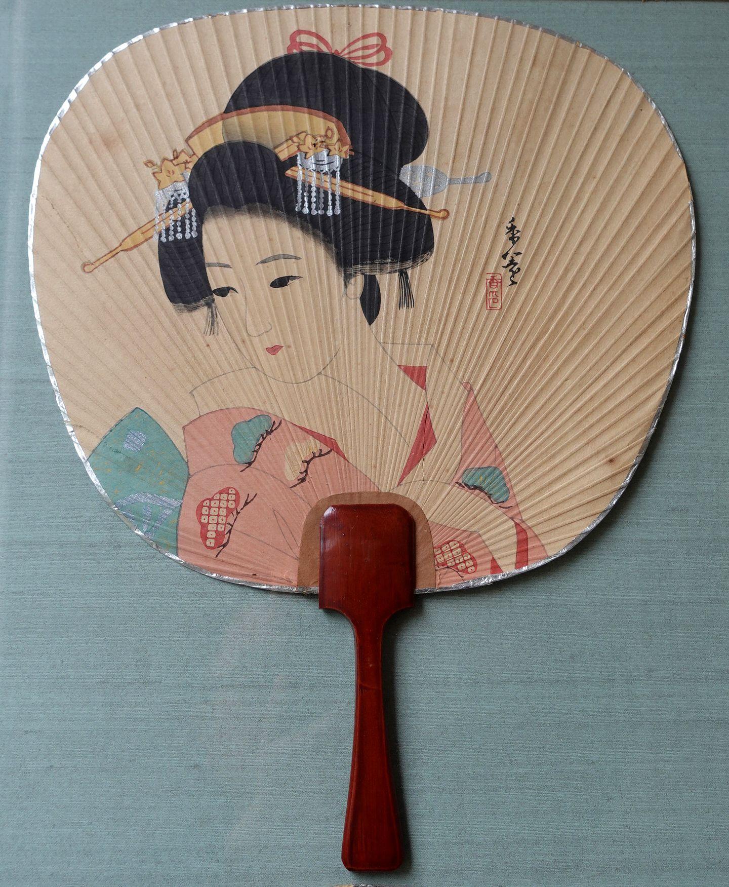 Antike gerahmte japanische Seidenfächer des 19. Jahrhunderts im Angebot 9