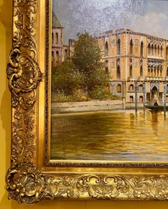 Antique 19th Century Framed Oil on Canvas Painting of Venice Grand Canal.