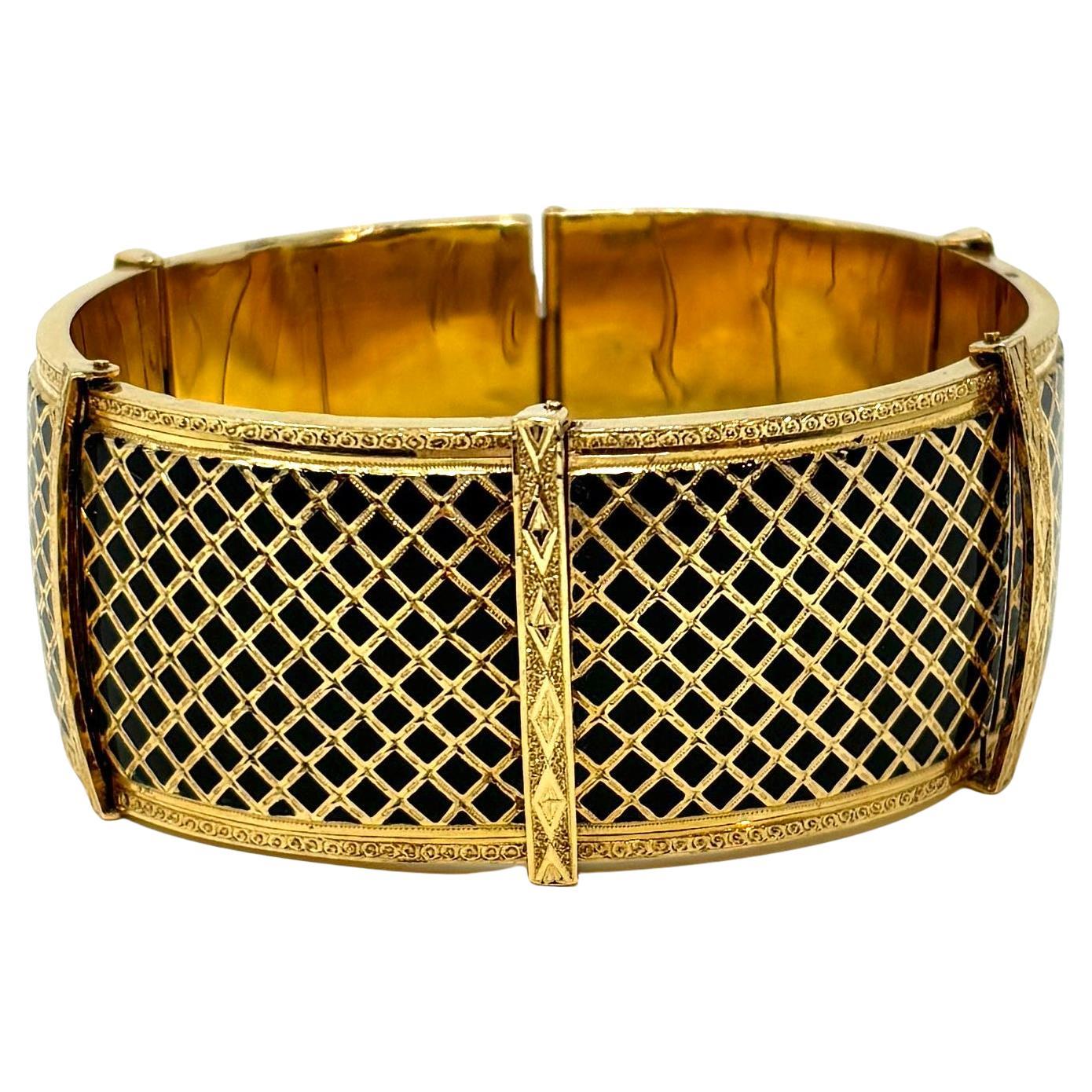Antique 19th Century French 18K Gold and Enamel Bracelet
