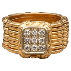 Antike 19. Jahrhundert Französisch 18K Gold Cabrio Ring Armband Pavé Diamant  