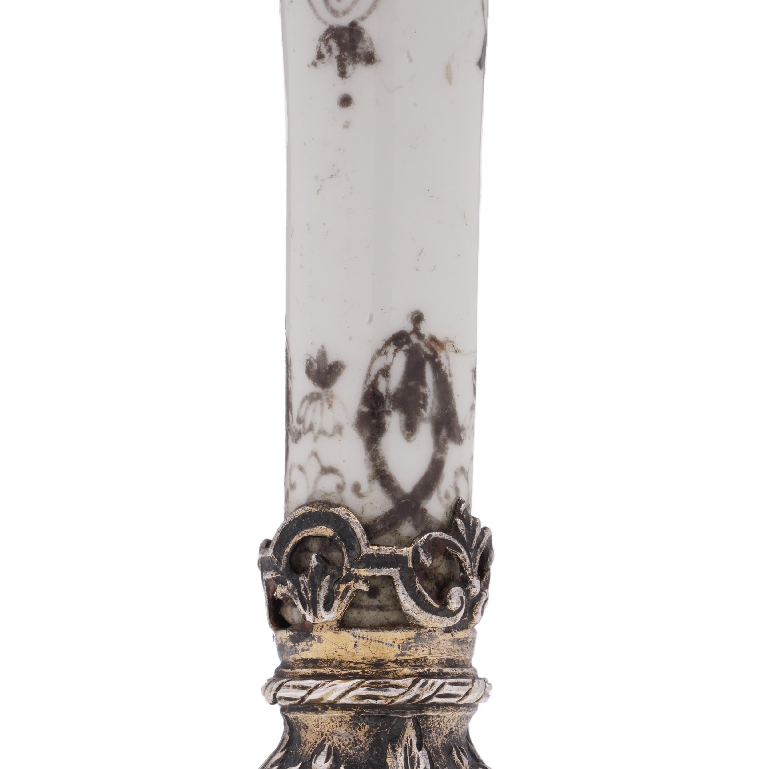 Antique 19th Century French 800.S Silver and Hand Painted on Porcelain Seal For Sale 4