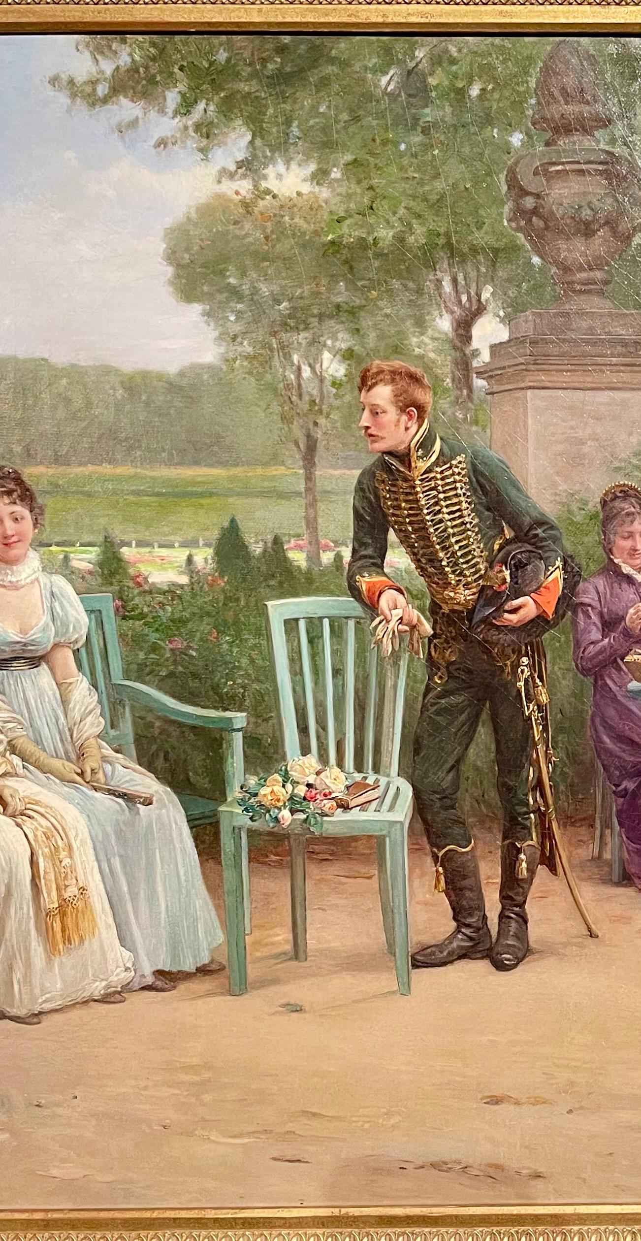Wood Antique 19th Century French Adrien Moreau (1843-1906) Oil on Canvas Painting For Sale