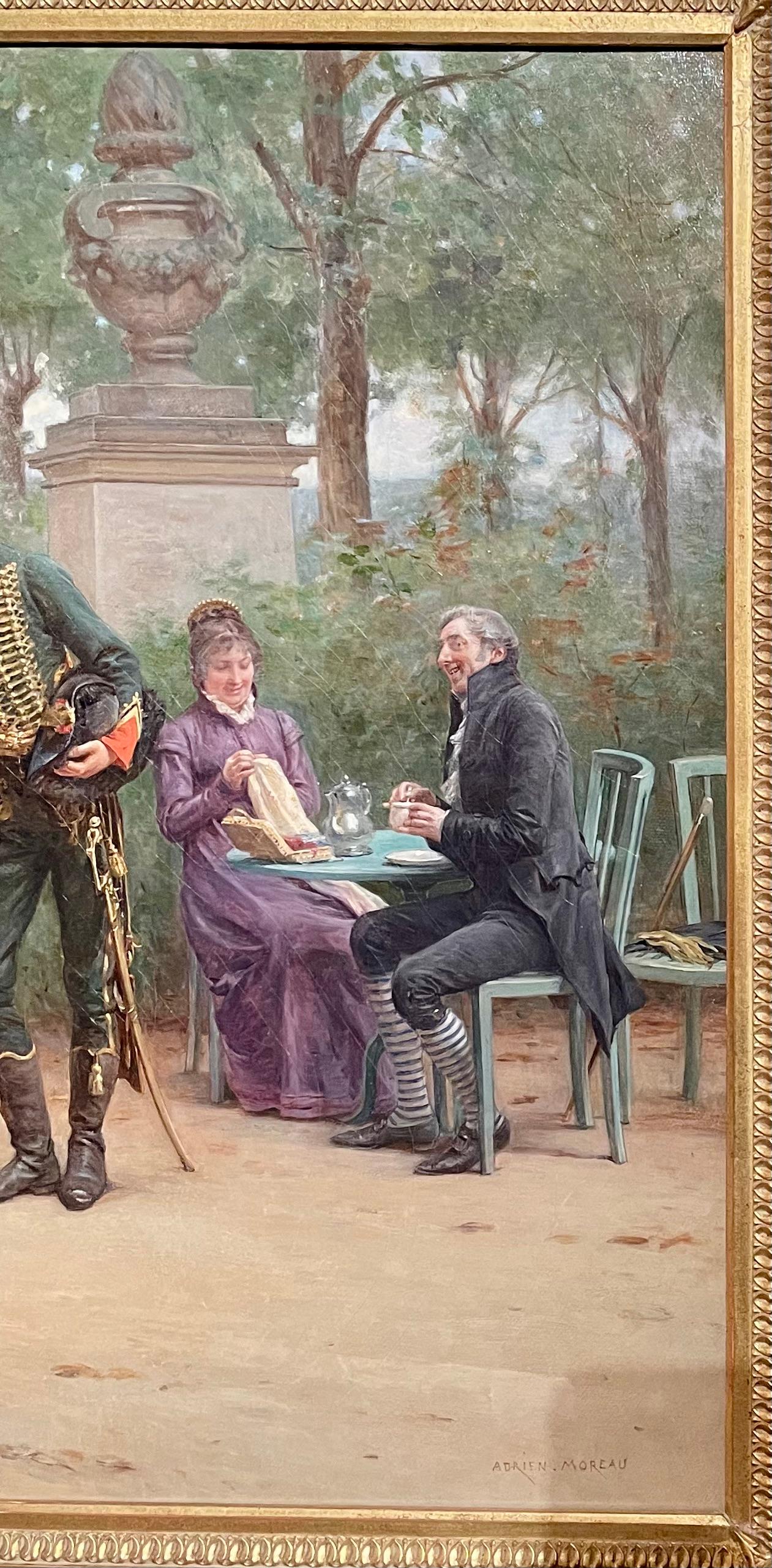 Antique 19th Century French Adrien Moreau (1843-1906) Oil on Canvas Painting For Sale 1