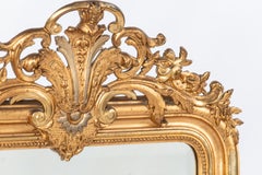 antique 19th century French Alsace Louis Philippe gold gilt mirror with crest