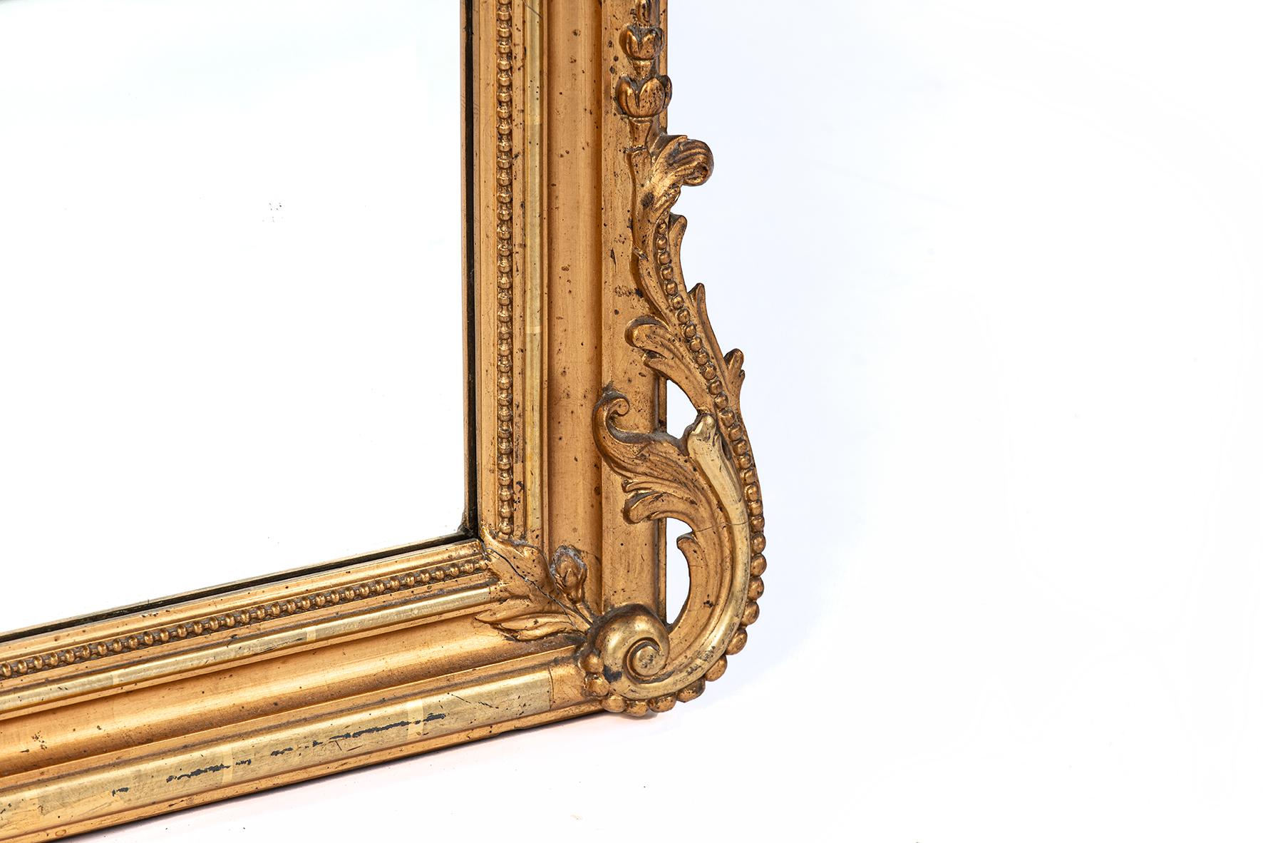 antiguo siglo XIX espejo dorado francés de Alsacia Louis Philippe con cresta Luis Felipe en venta