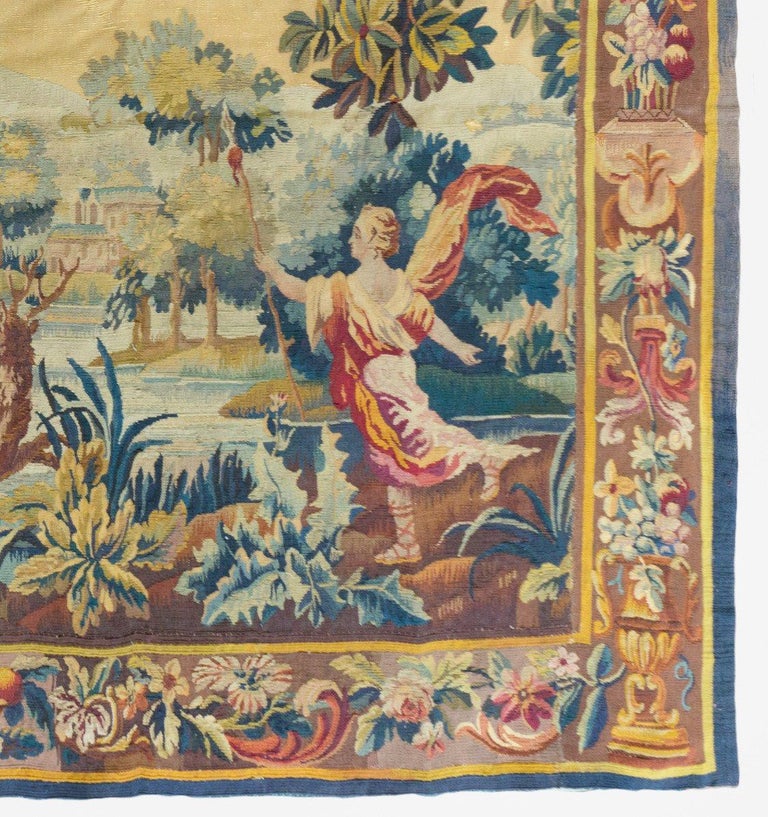 Aubusson Antique 19th Century French Verdure Landscape Tapestry  For Sale