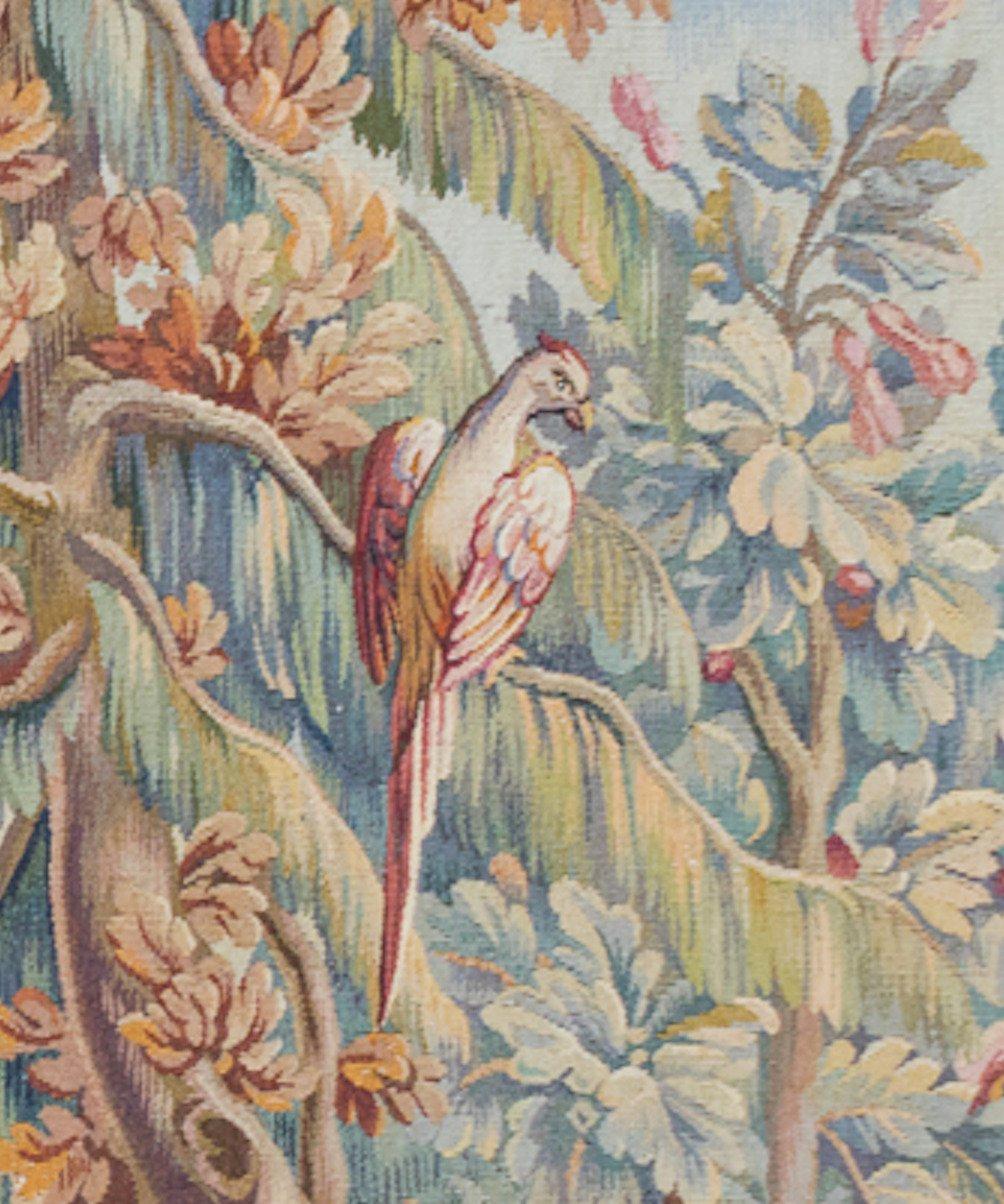 Français Antique tapisserie française du 19ème siècle:: Aubusson:: paysage avec cygne en vente
