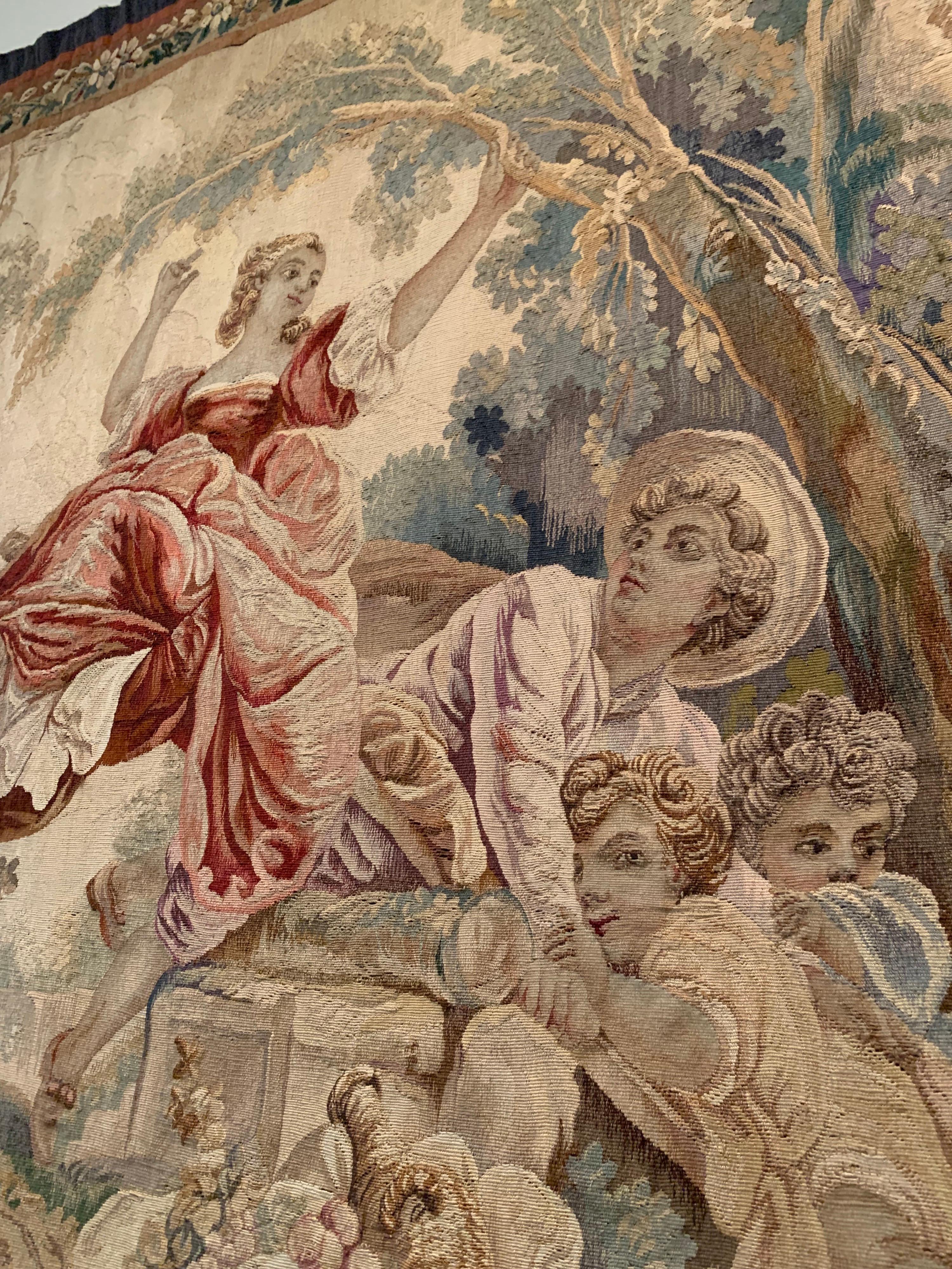 Antiker französischer Aubusson-Rokoko-Wandteppich des 19. Jahrhunderts (Französisch) im Angebot