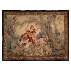 Antique 19th Century French Aubusson Rococo Tapestry