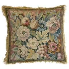Antique 19th Century French Aubusson Tapestry Pillow - 19'' X 19''