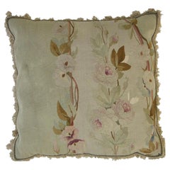 Antique 19th Century French Aubusson Tapestry Pillow 21'' X 21''