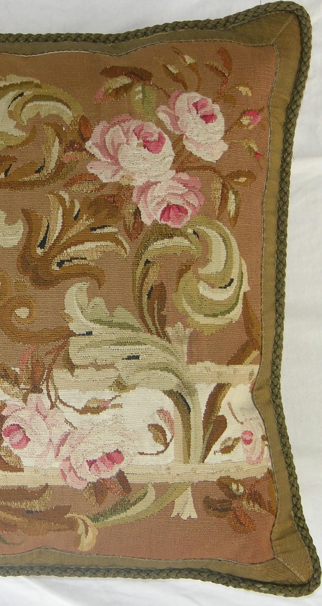 Antique 19th Century French Aubusson Tapestry Pillow 23'' x 22''