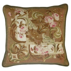 Antique 19th Century French Aubusson Tapestry Pillow - 23'' X 22''