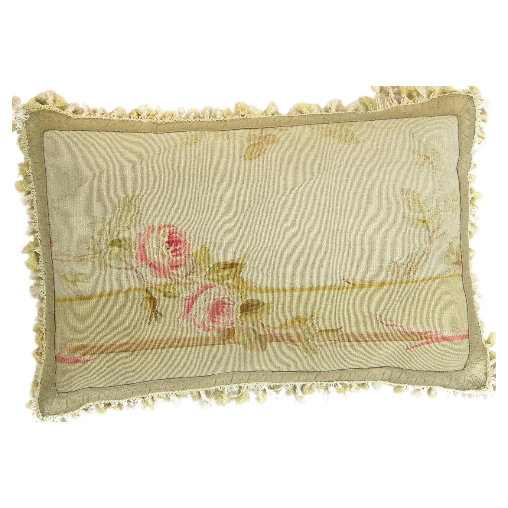 Antique 19th Century French Aubusson Tapestry Pillow For Sale