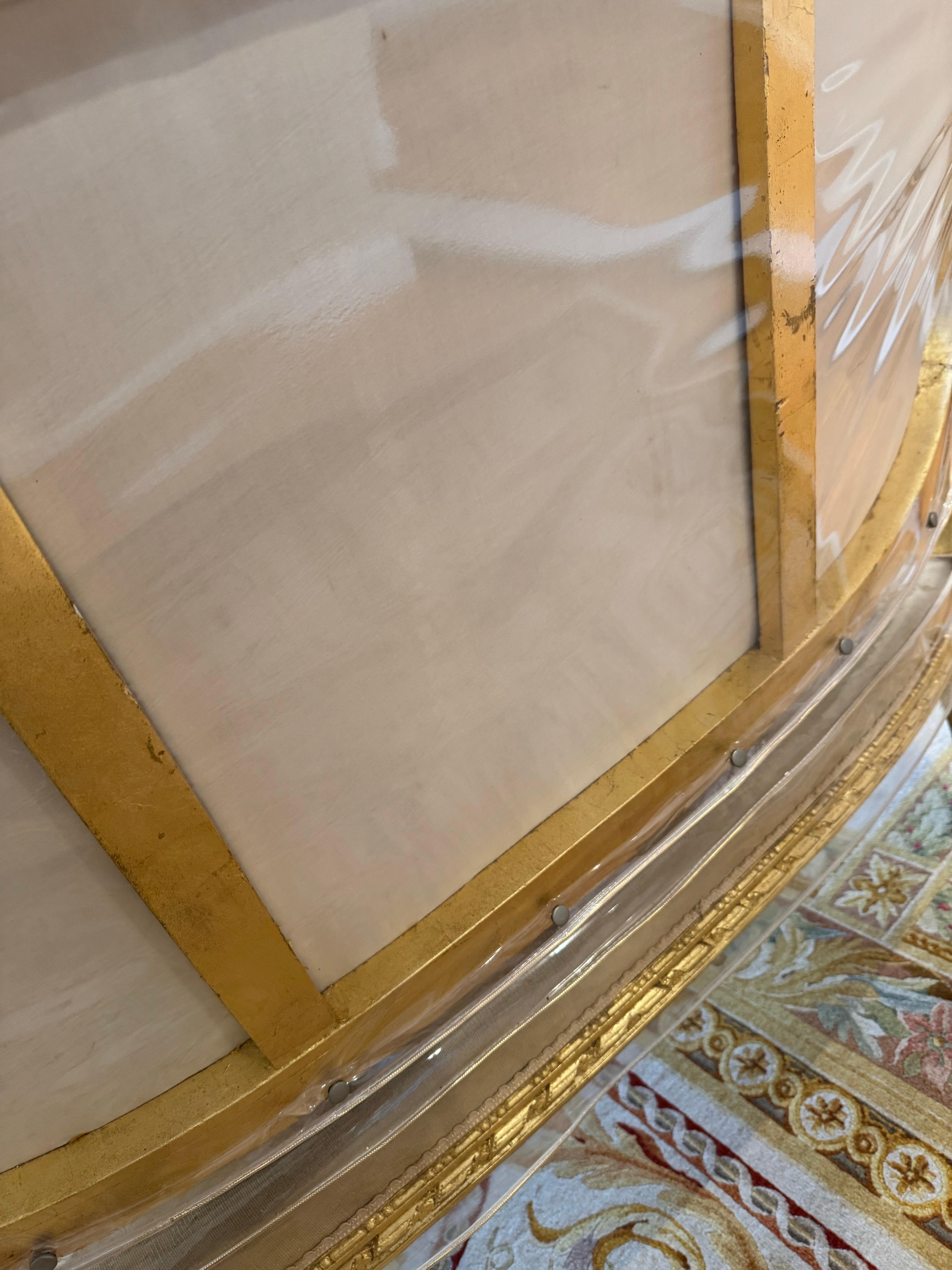 Antique 19th Century Französisch Aubusson Wandteppich Rococo vergoldet Sofa Loveseat im Angebot 1