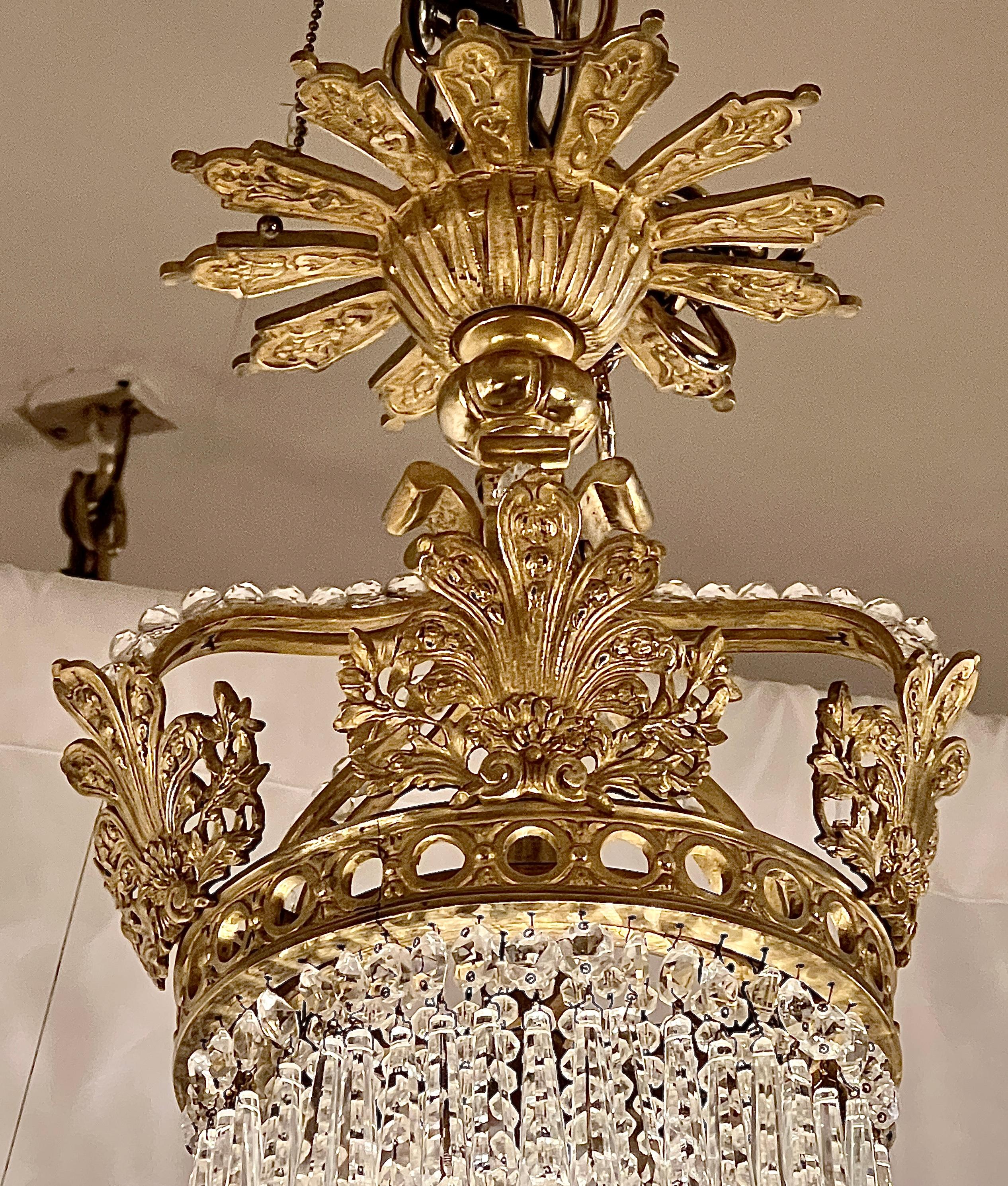 Antique 19th Century French Baccarat Crystal and Ormolu Chandelier, Circa 1890's In Good Condition For Sale In New Orleans, LA