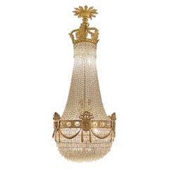 Antique 19th Century French Baccarat Crystal and Ormolu Chandelier, Circa 1890
s
