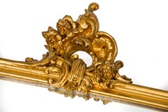 Miroir rectangulaire baroque français ancien du 19ème siècle doré à la feuille d'or