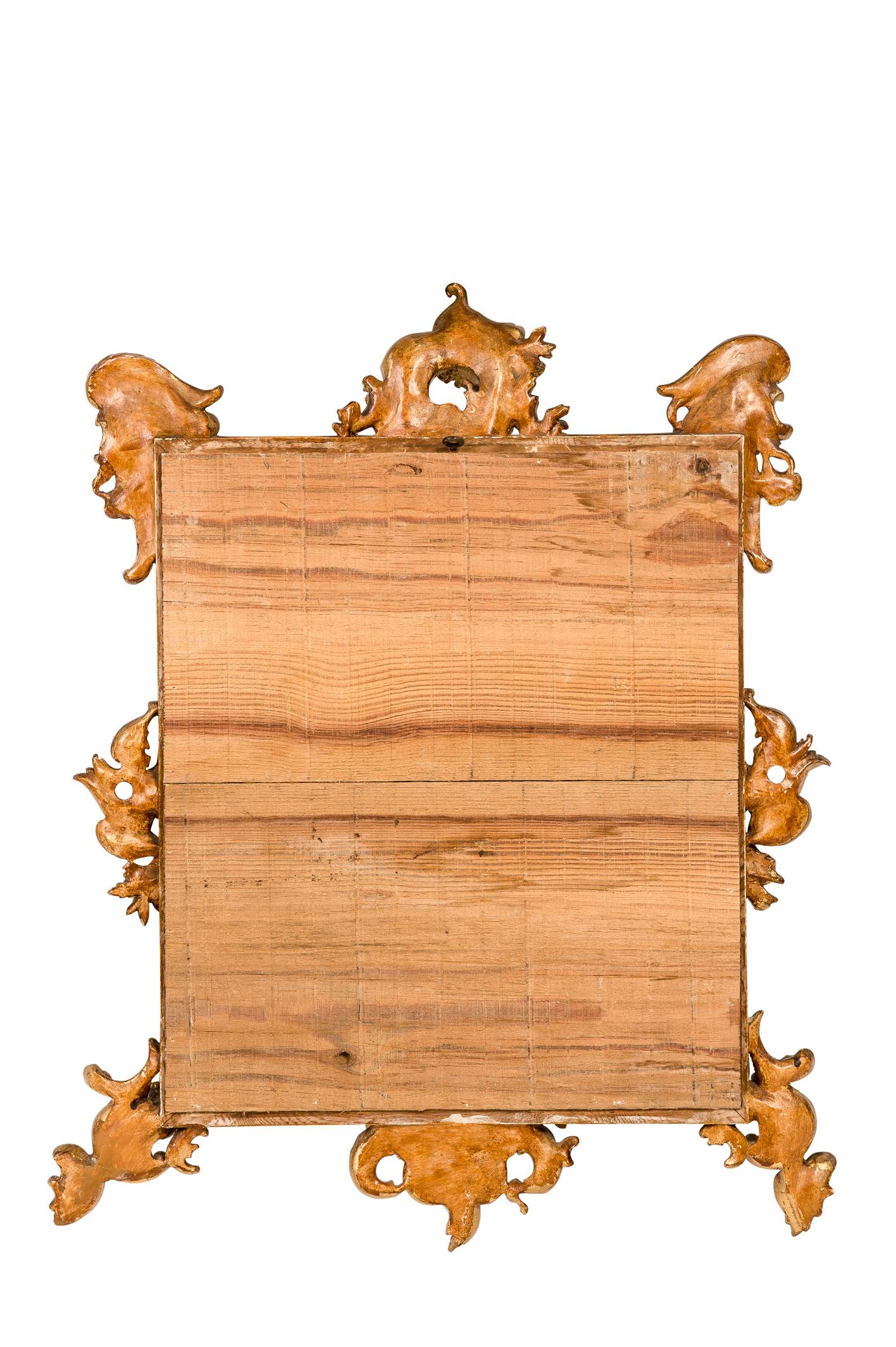 XIXe siècle Miroir rectangulaire baroque français ancien du 19ème siècle doré à la feuille d'or en vente