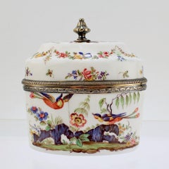 Antique 19th Century French Beaux-Arts Silver-Mounted Enamel Tea Caddy by Risler