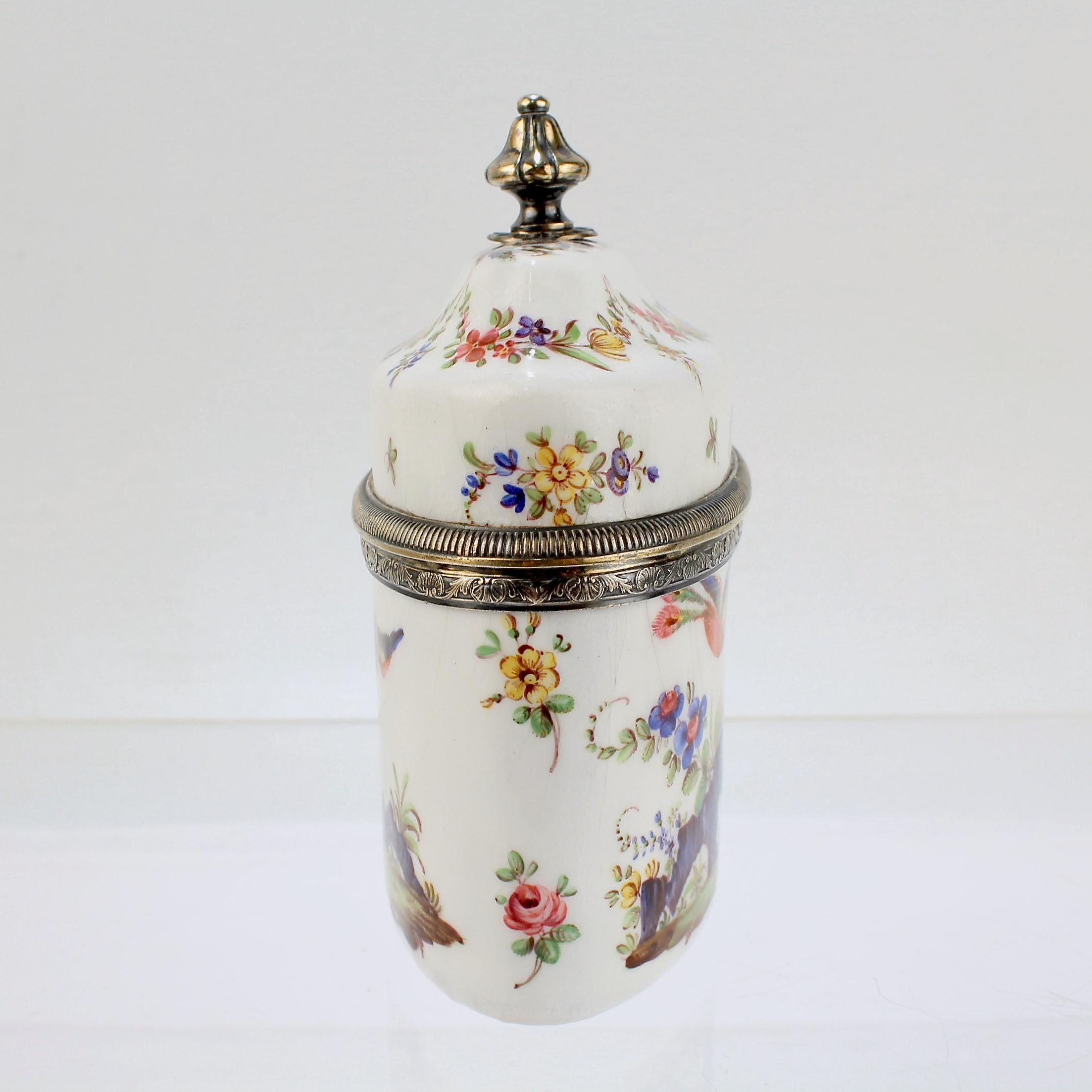 Beaux Arts Antique 19th Century French Beaux-Arts Silver-Mounted Enamel Tea Caddy by Risler For Sale
