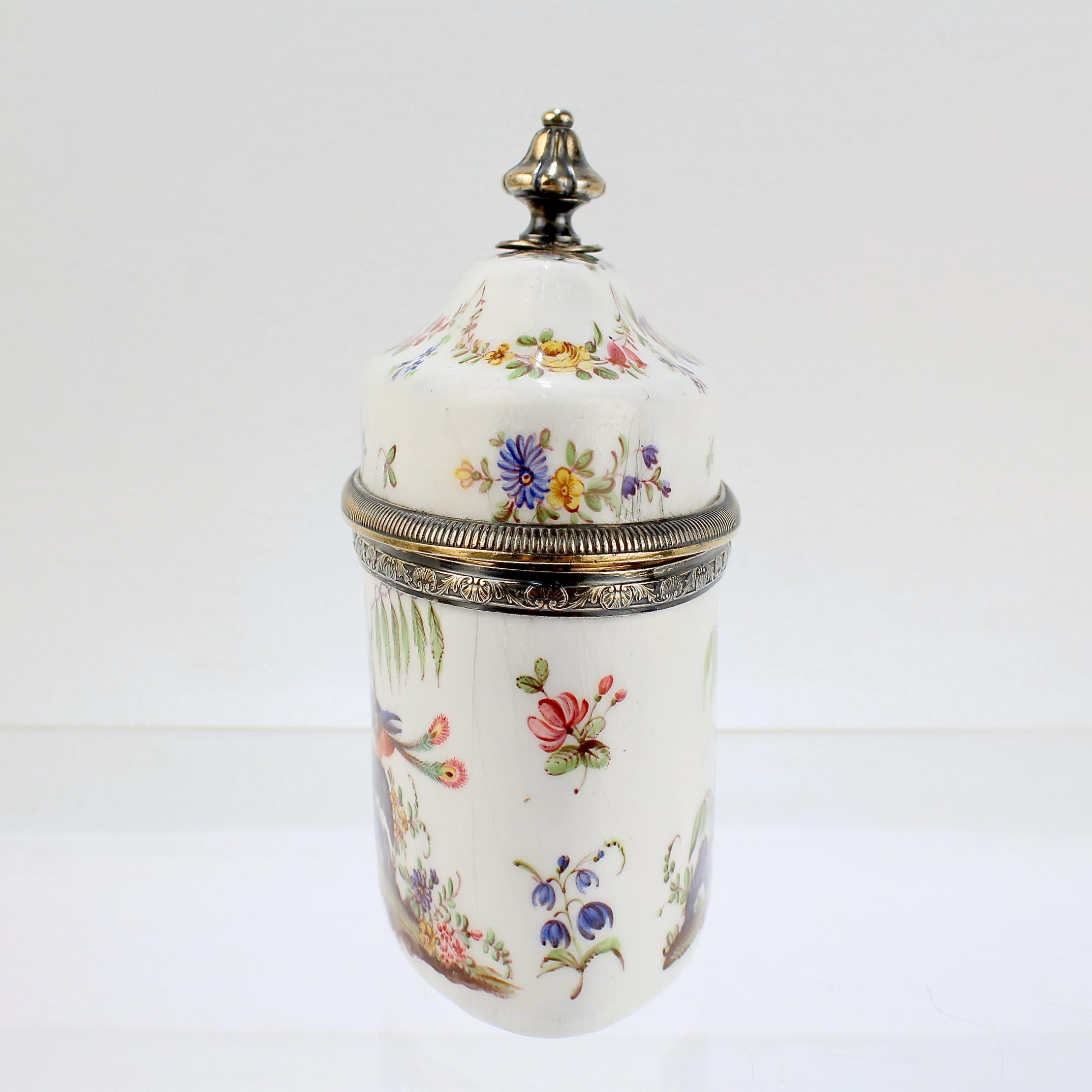 Antique 19th Century French Beaux-Arts Silver-Mounted Enamel Tea Caddy by Risler For Sale 1