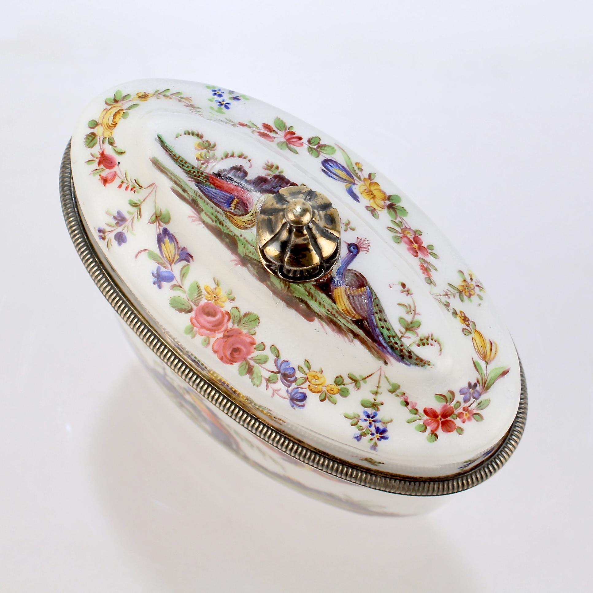 Antique 19th Century French Beaux-Arts Silver-Mounted Enamel Tea Caddy by Risler For Sale 4