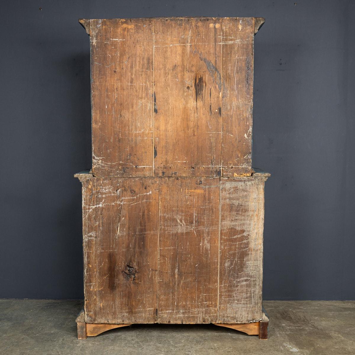 British Antique 19th Century French Blue Painted Pine Wood Cupboard c.1880 For Sale
