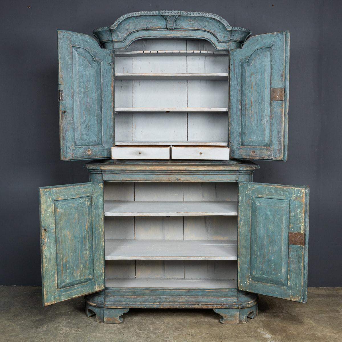 Late 19th Century Antique 19th Century French Blue Painted Pine Wood Cupboard c.1880 For Sale