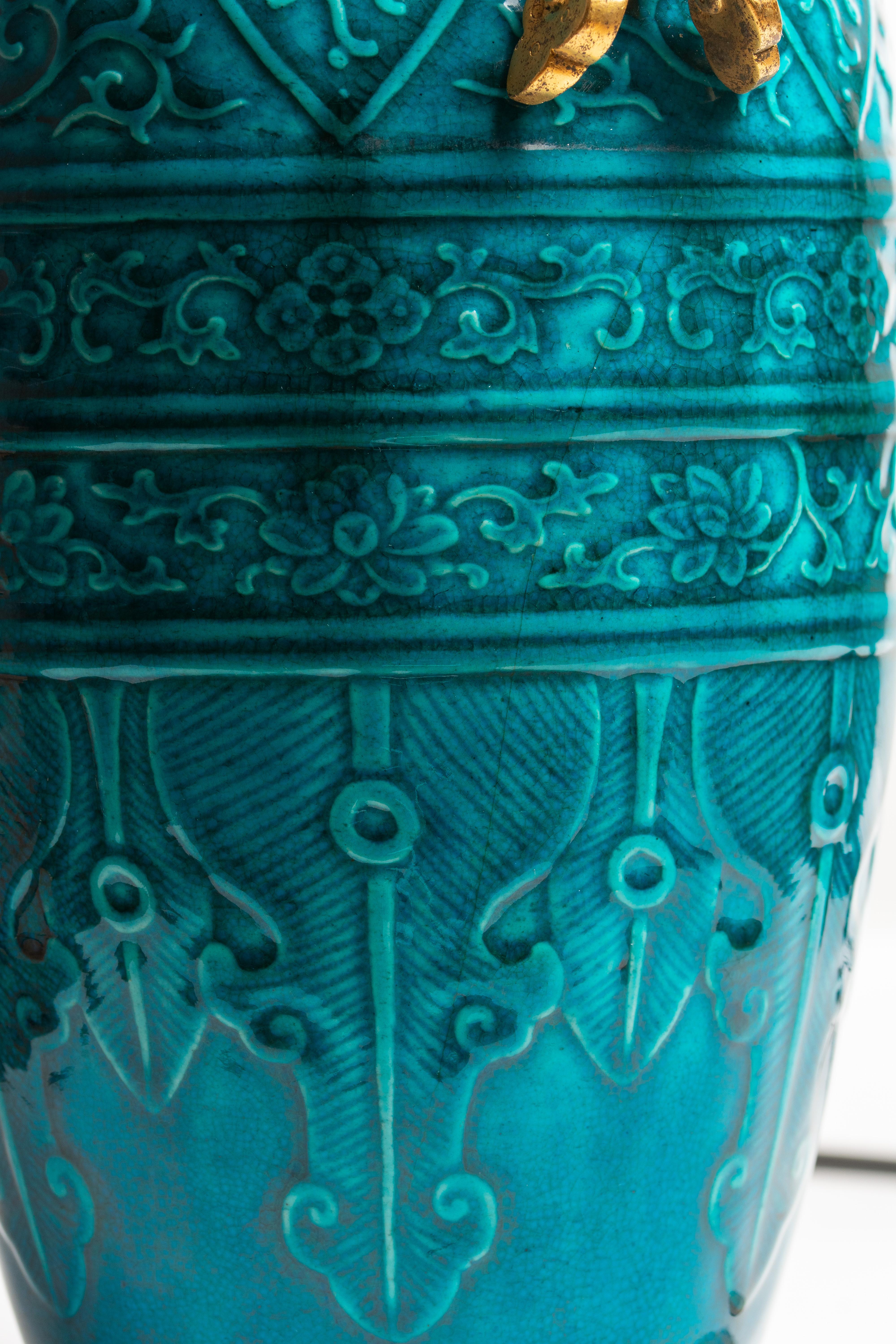 Antique 19th Century French Blue Vase By Théodore Deck For Sale 8