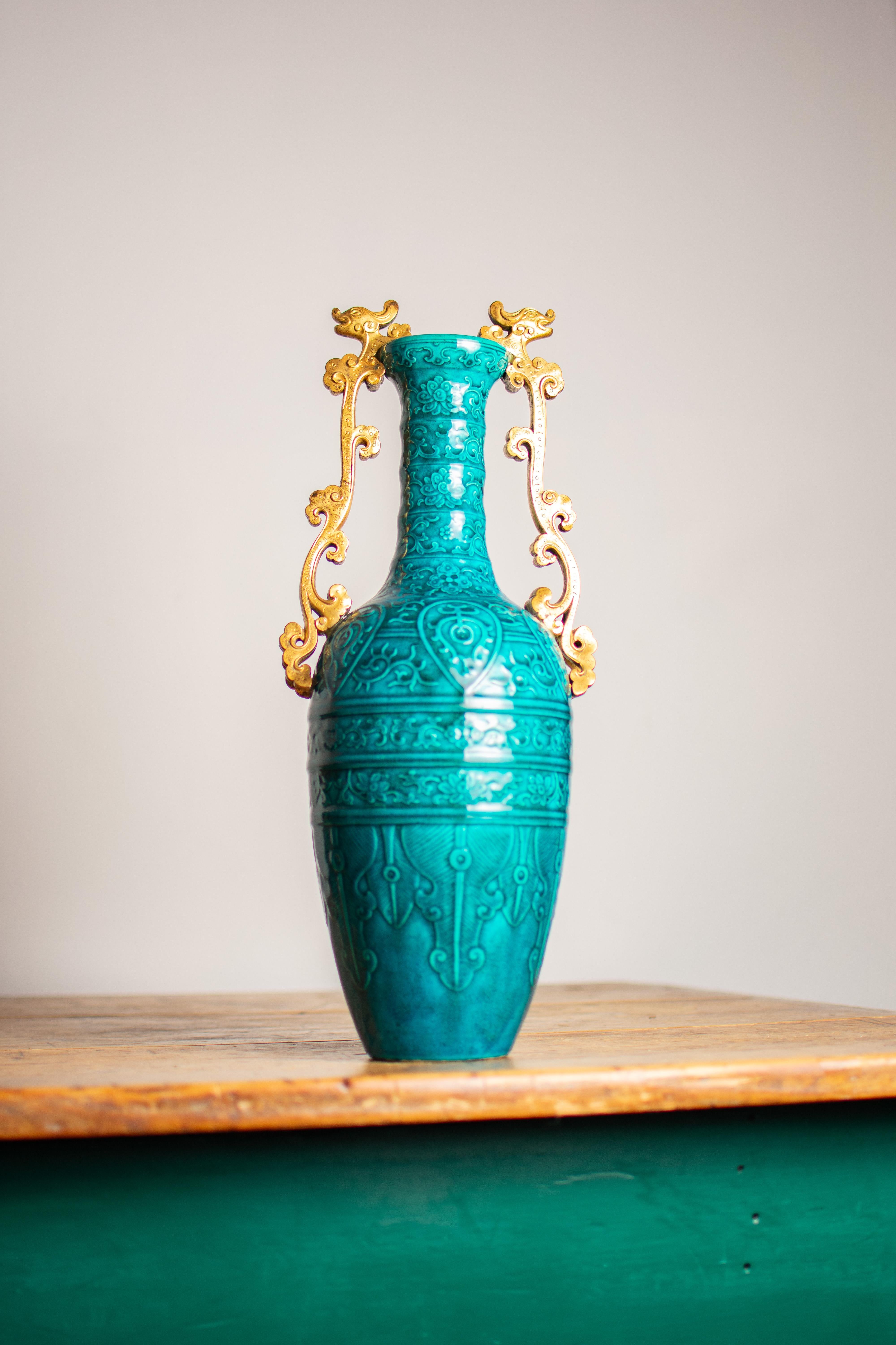 Antique 19th Century French Blue Vase By Théodore Deck For Sale 9