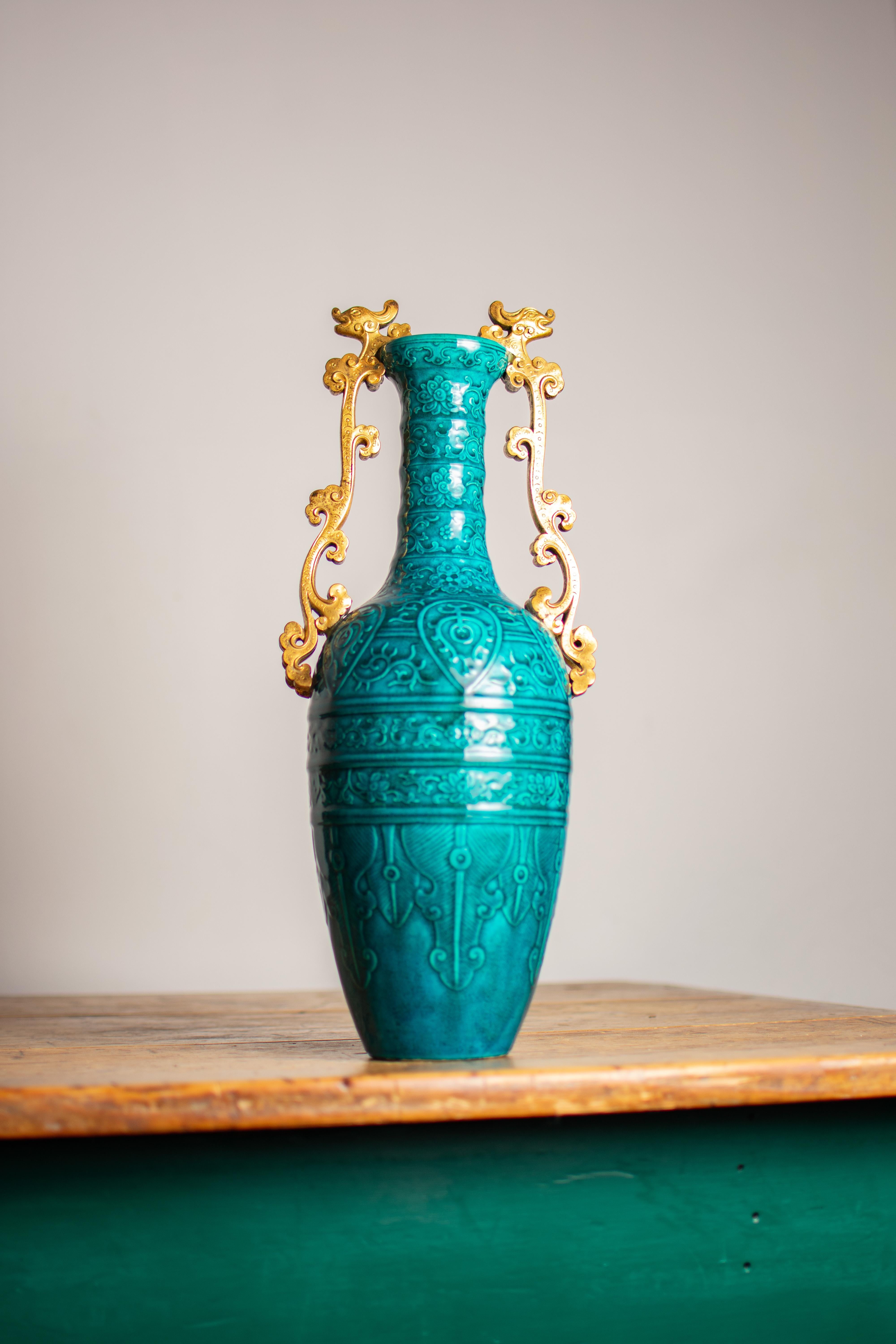 Antique 19th Century French Blue Vase By Théodore Deck For Sale 10