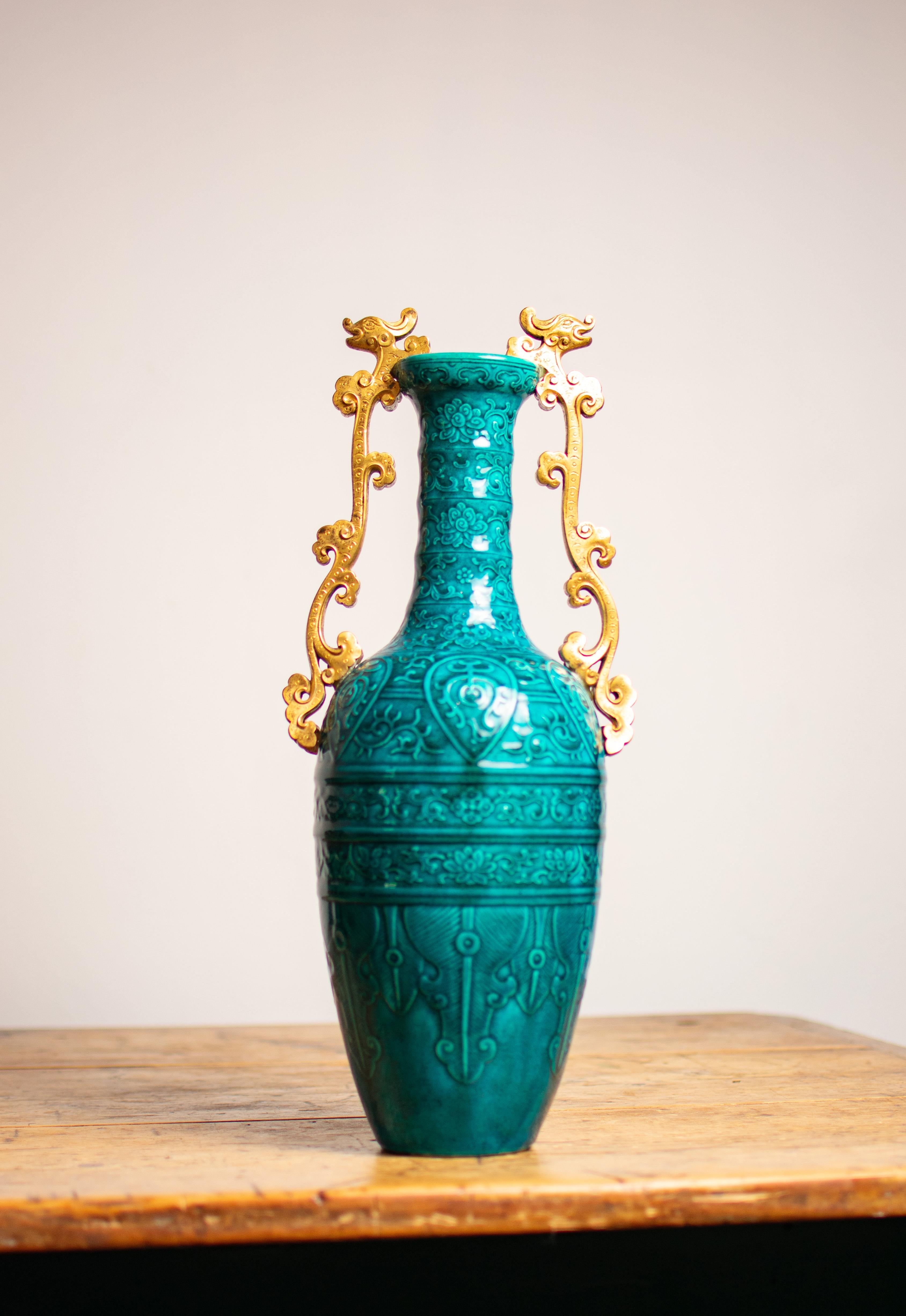Antique 19th Century French Blue Vase By Théodore Deck For Sale 11