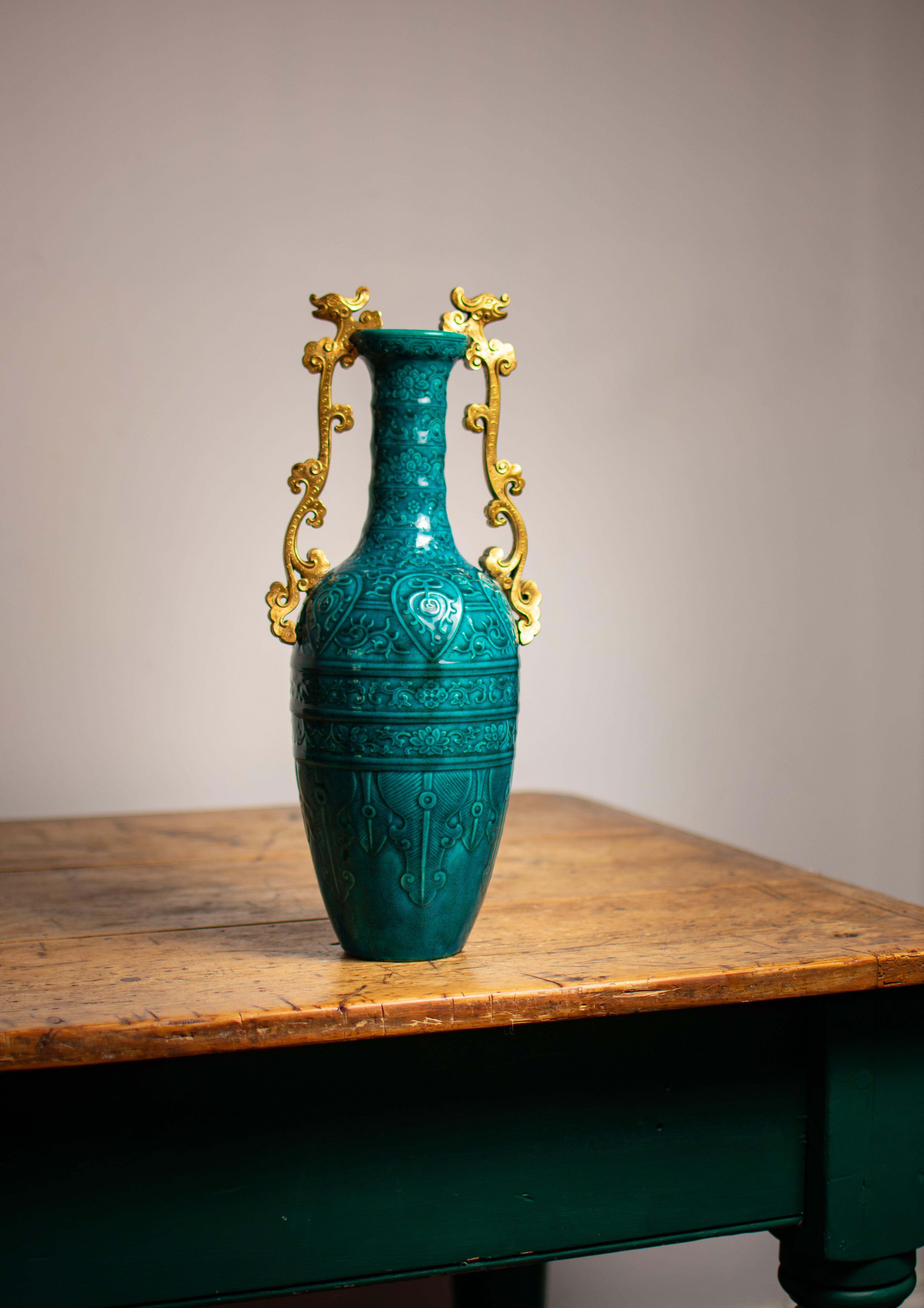Antique 19th Century French Blue Vase By Théodore Deck For Sale 12