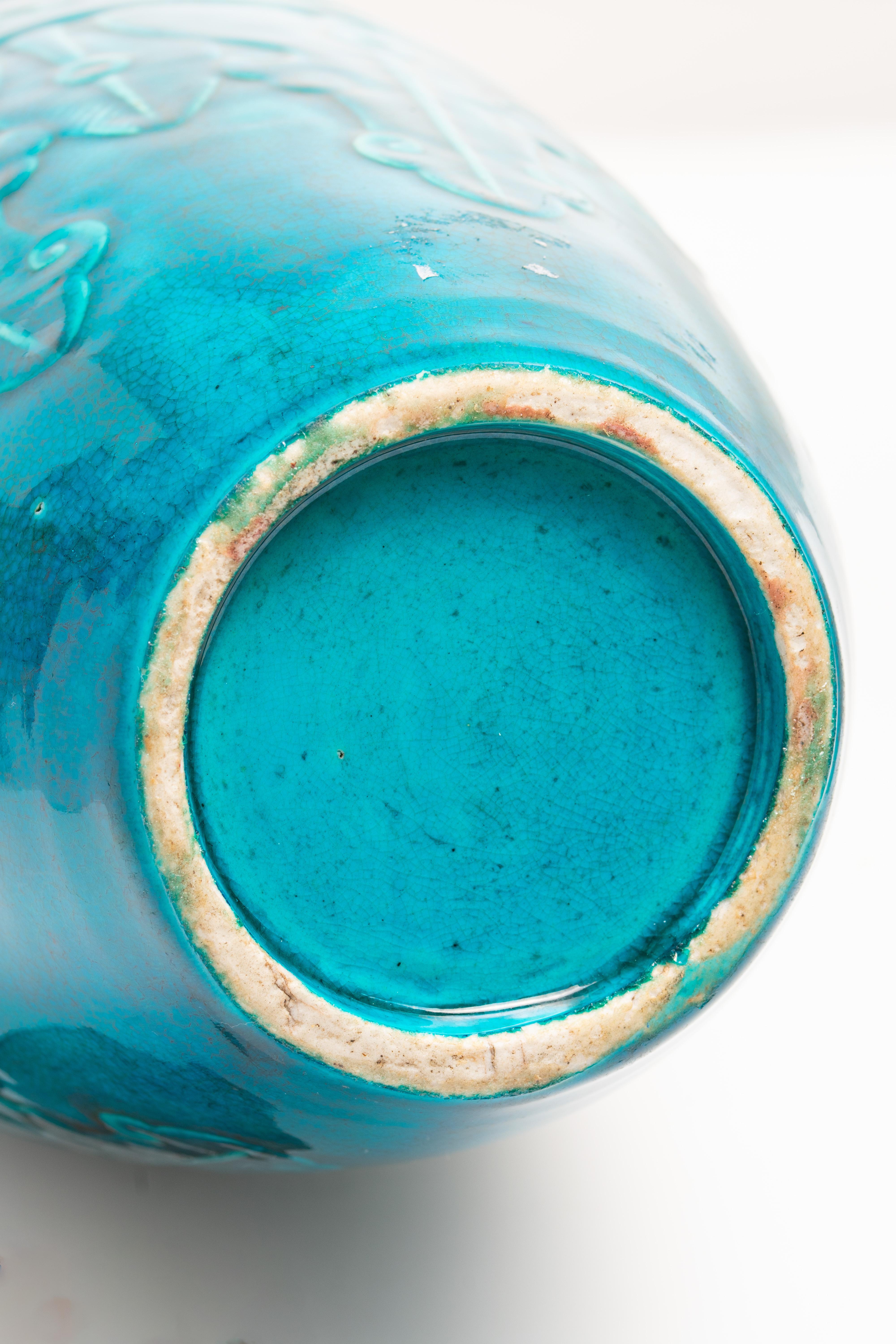 Antique 19th Century French Blue Vase By Théodore Deck For Sale 3