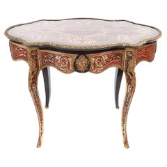 Ancienne table de centre Boulle française du 19e siècle, vers 1860